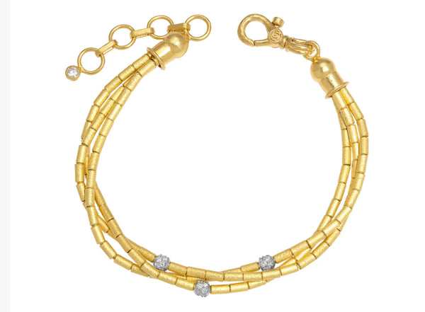 Gurhan Men's Hammered 24K Yellow Gold Cuban Chain Bracelet