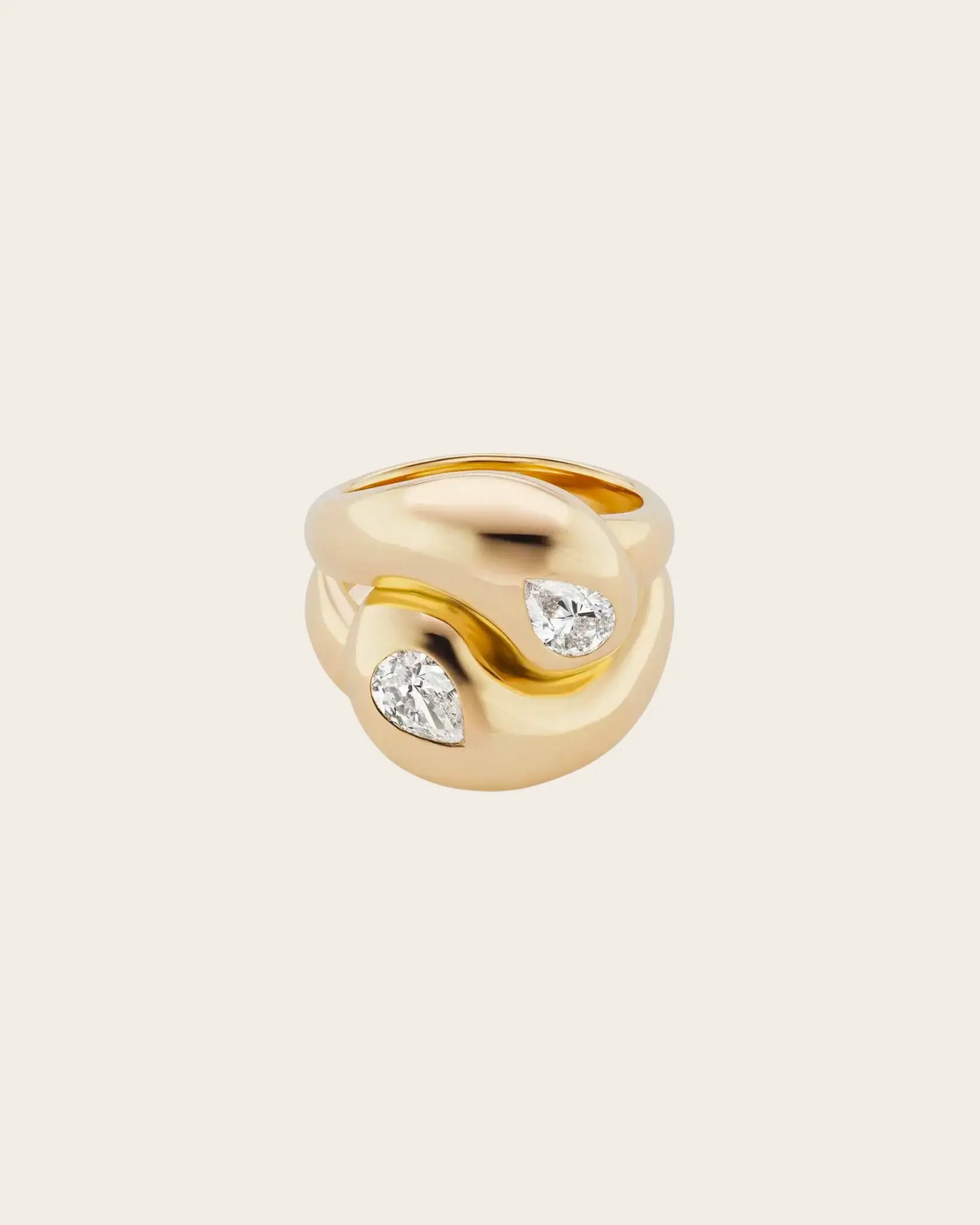 Brent Neale Knot Ring with Pear Shape Diamond Squash Blossom Vail
