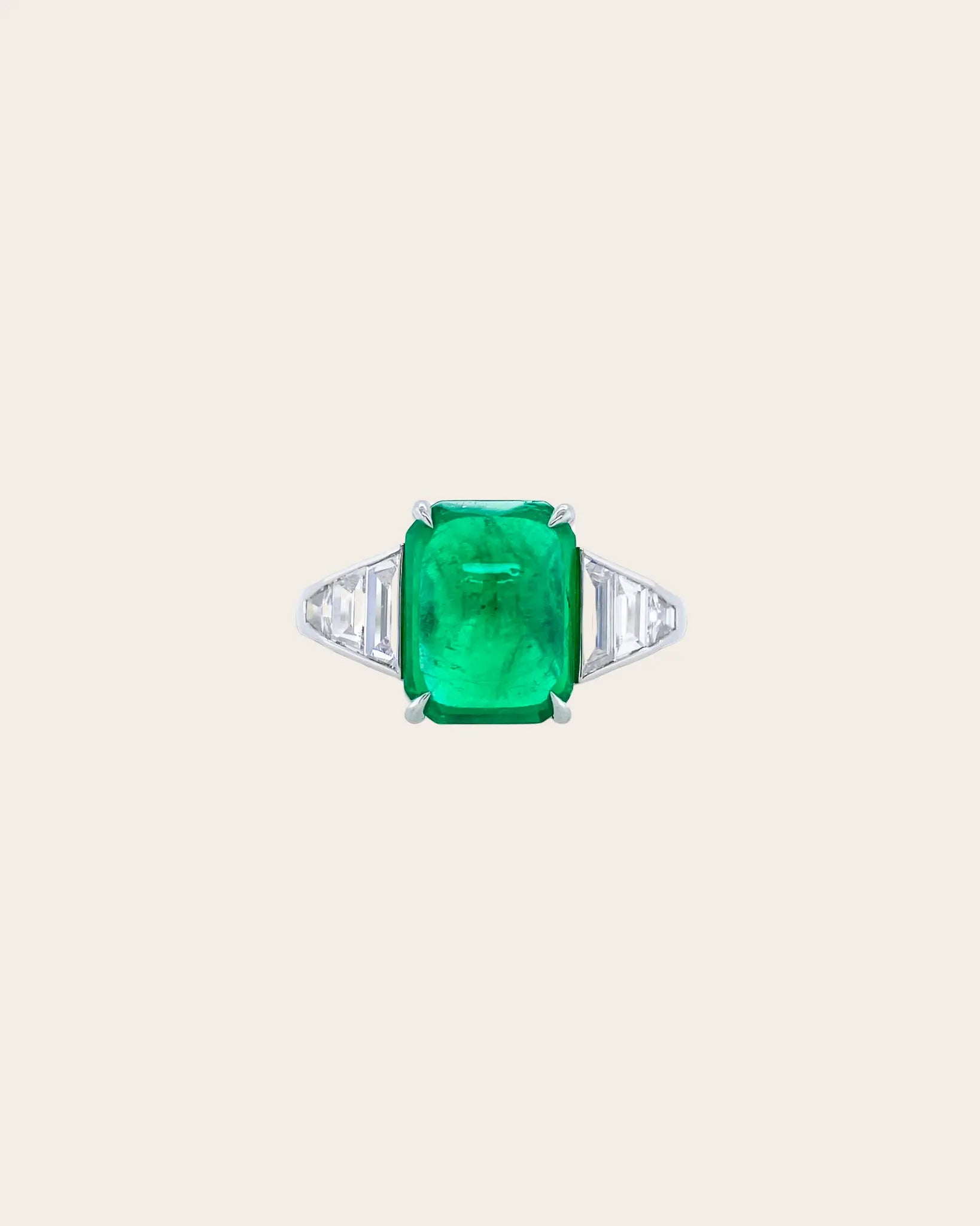 A Bayco one of a kind Columbian emerald & diamond ring.