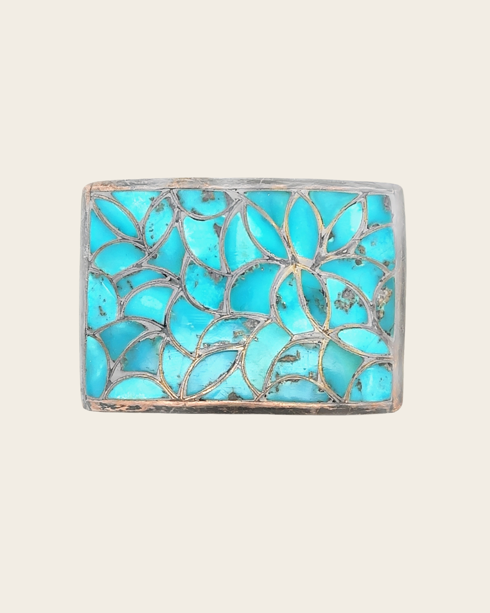 One of a Kind Inlay Turquoise Belt Buckle