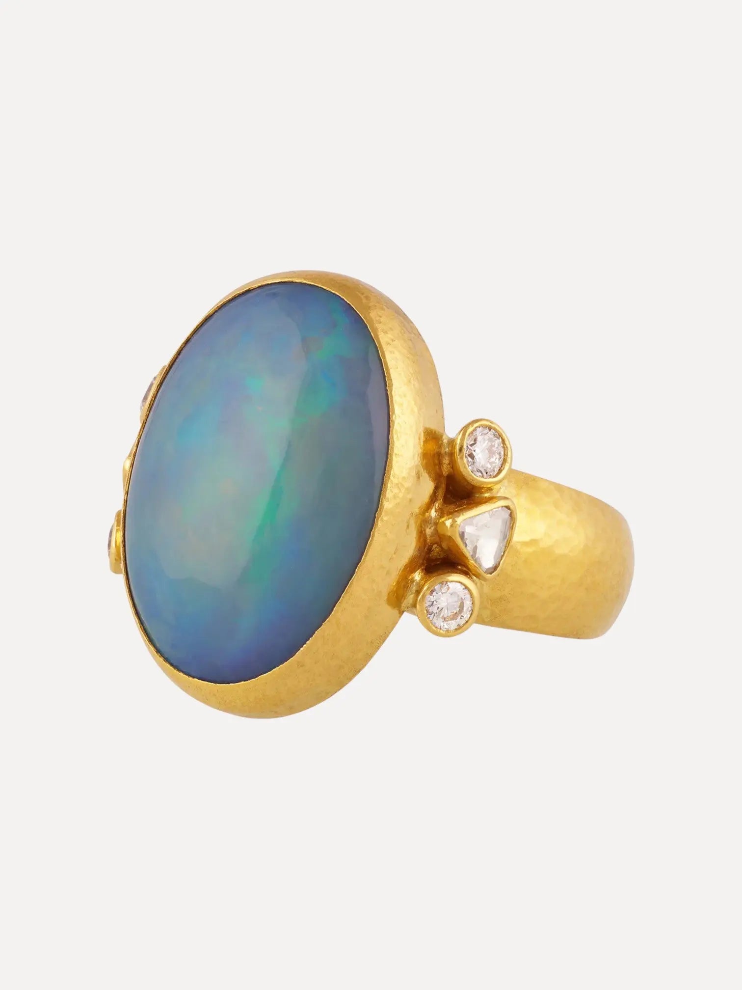 Gurhan OOAK, Opal Ring 24K, 23x17mm oval cabochon Ethiopian opal,