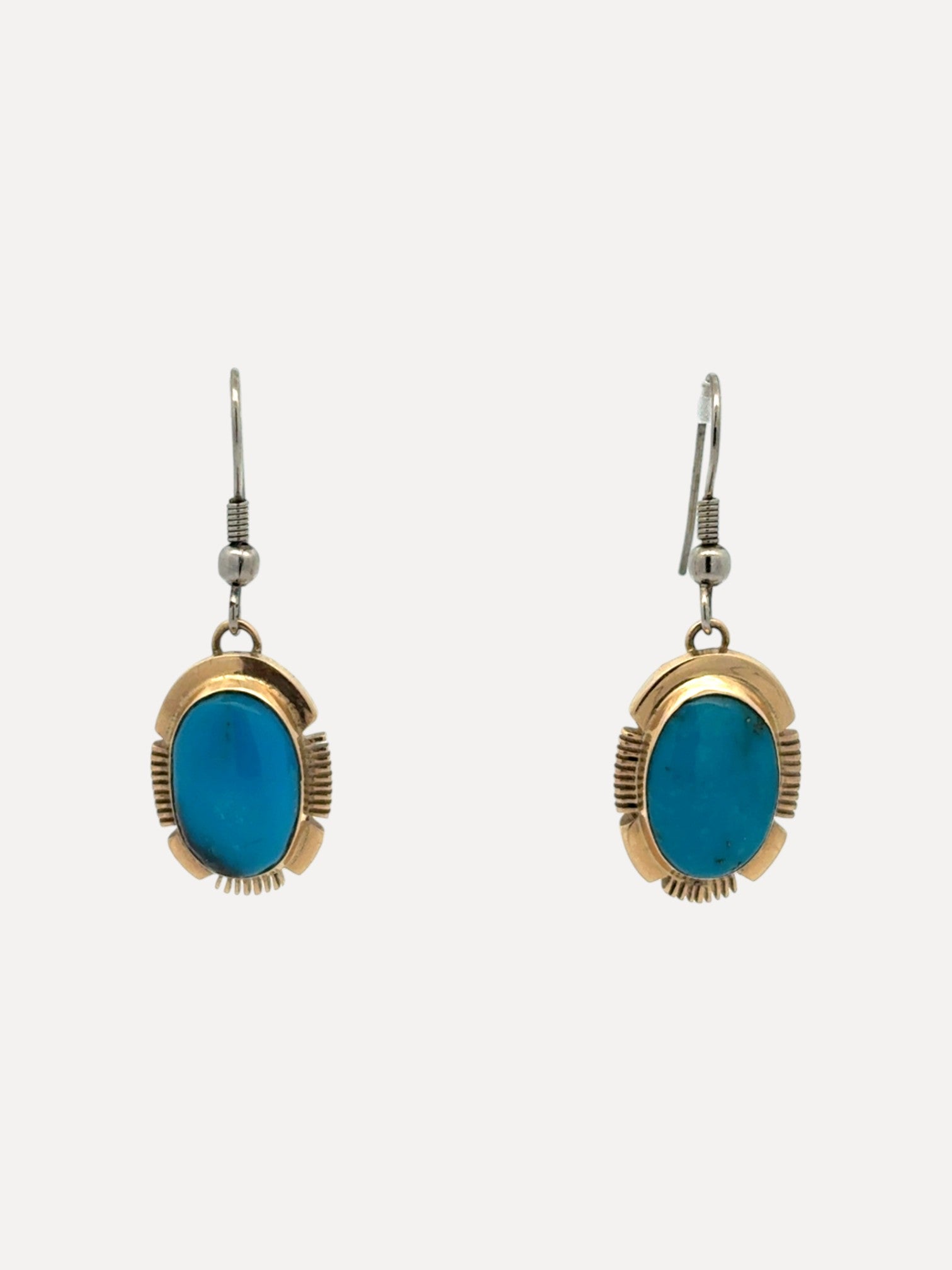 14KY Vintage Turquoise Set: Cuff, Ring, Earrings 14KY Vintage Turquoise Set: Cuff, Ring, Earrings Native American Collection Native American Collection  Squash Blossom Vail