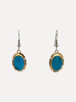 14KY Vintage Turquoise Set: Cuff, Ring, Earrings 14KY Vintage Turquoise Set: Cuff, Ring, Earrings Native American Collection Native American Collection  Squash Blossom Vail