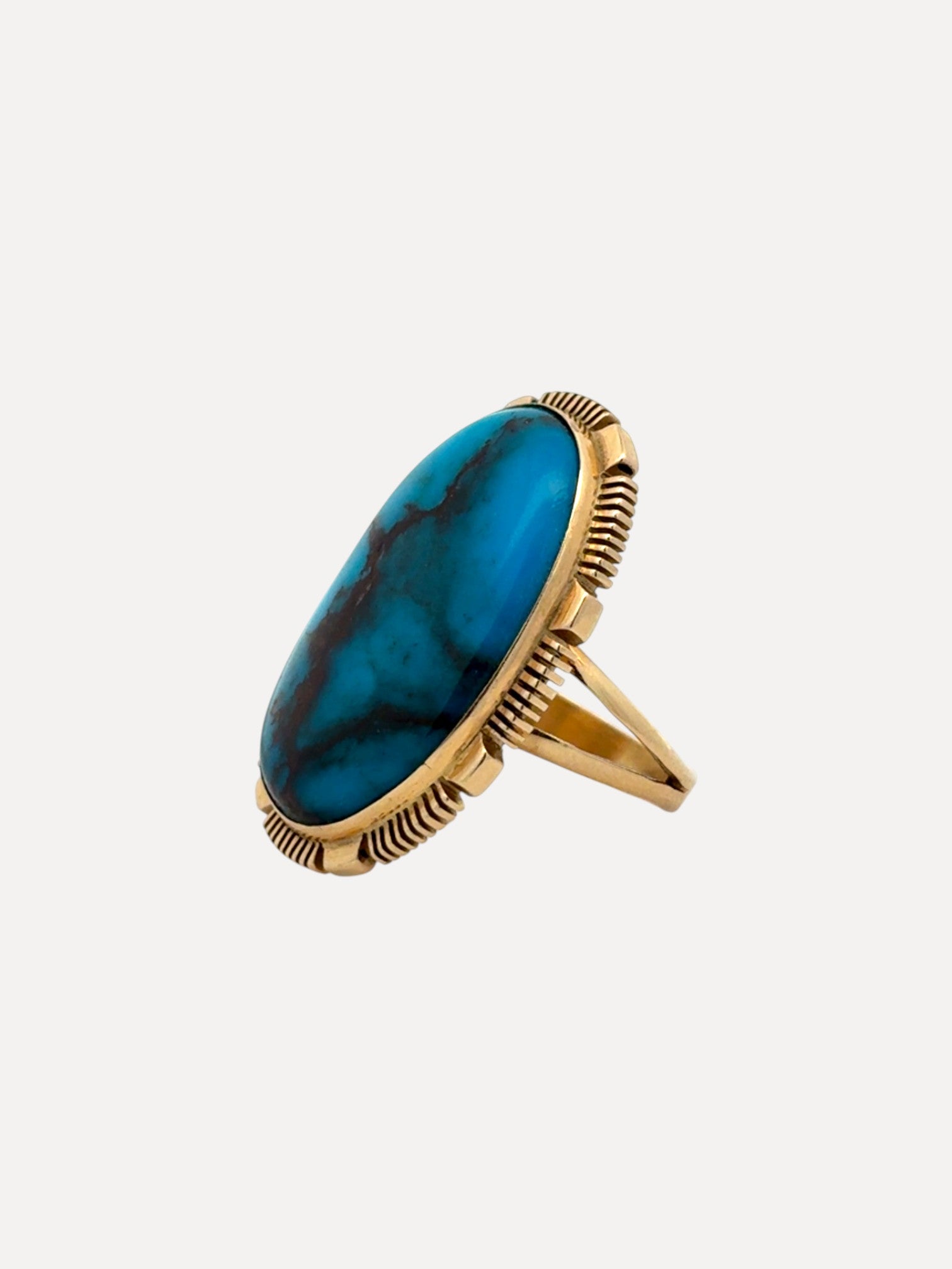 14KY Vintage Turquoise Set: Cuff, Ring, Earrings 14KY Vintage Turquoise Set: Cuff, Ring, Earrings Native American Collection Native American Collection  Squash Blossom Vail