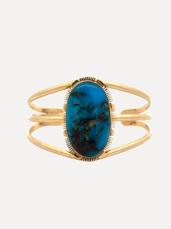 14KY Vintage Turquoise Set: Cuff, Ring, Earrings 14KY Vintage Turquoise Set: Cuff, Ring, Earrings Native American Collection Native American Collection  Squash Blossom Vail