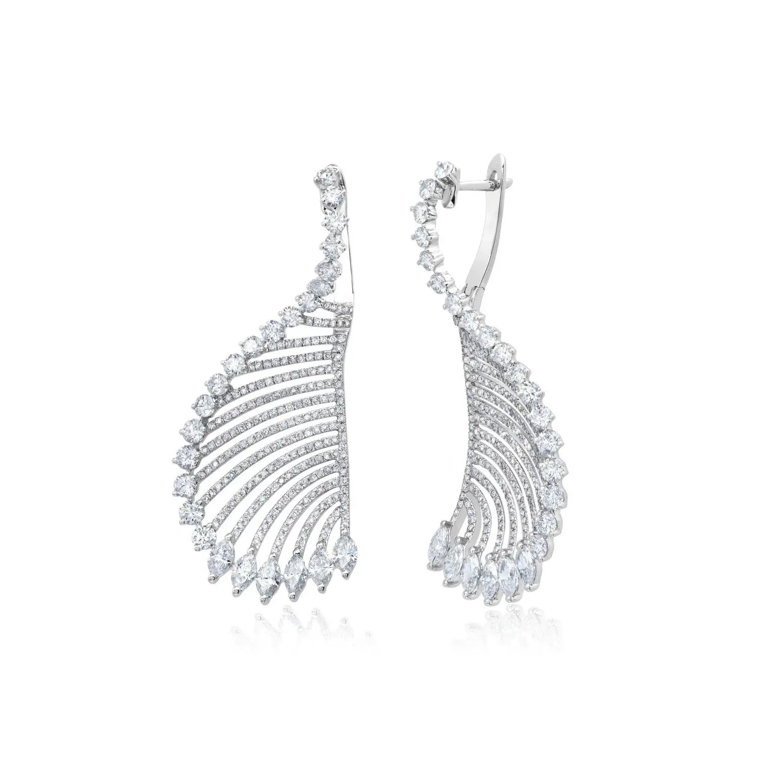 Navete Diamond & Gold Earrings - Squash Blossom Vail