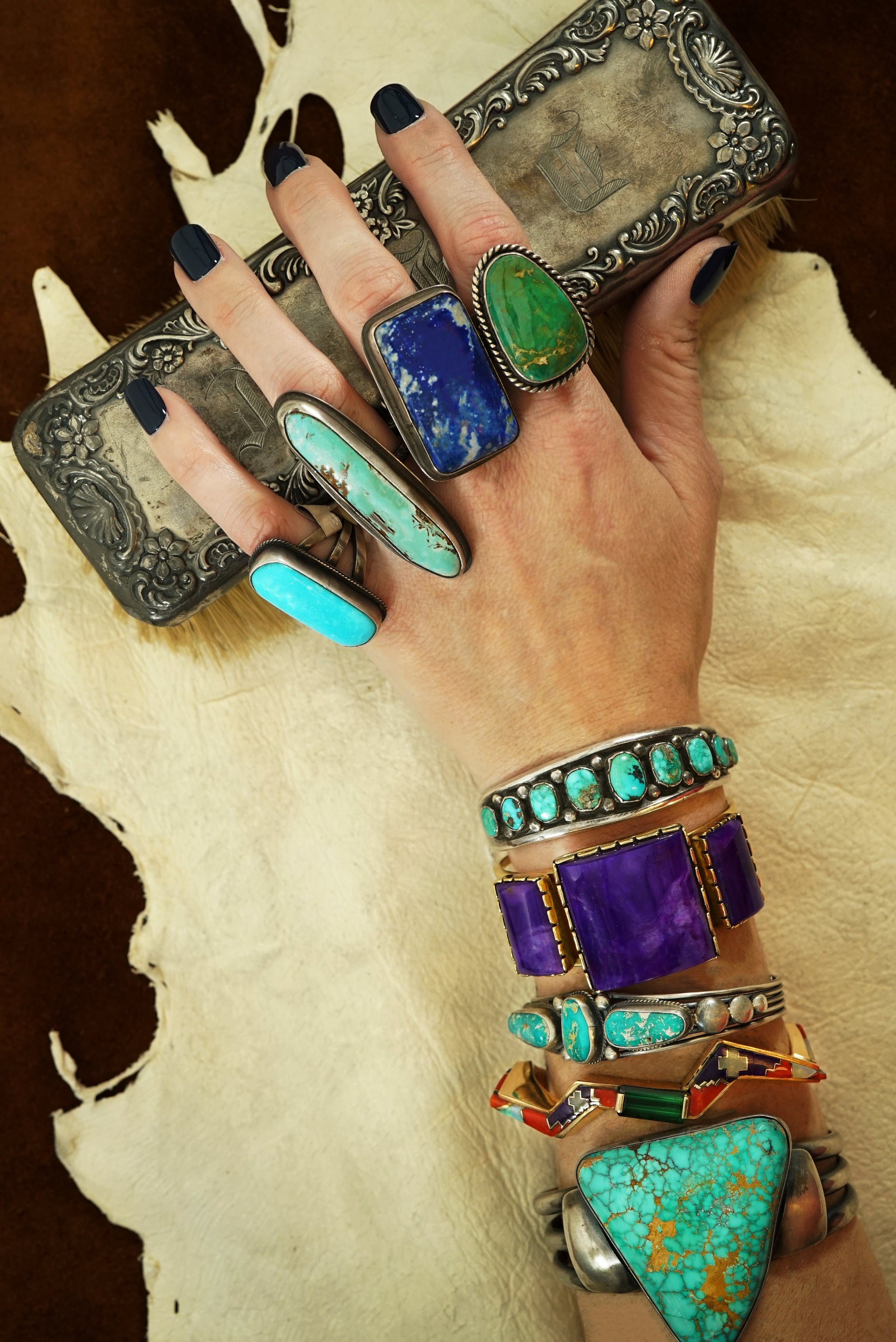 Native-American-Ring Squash Blossom Vail