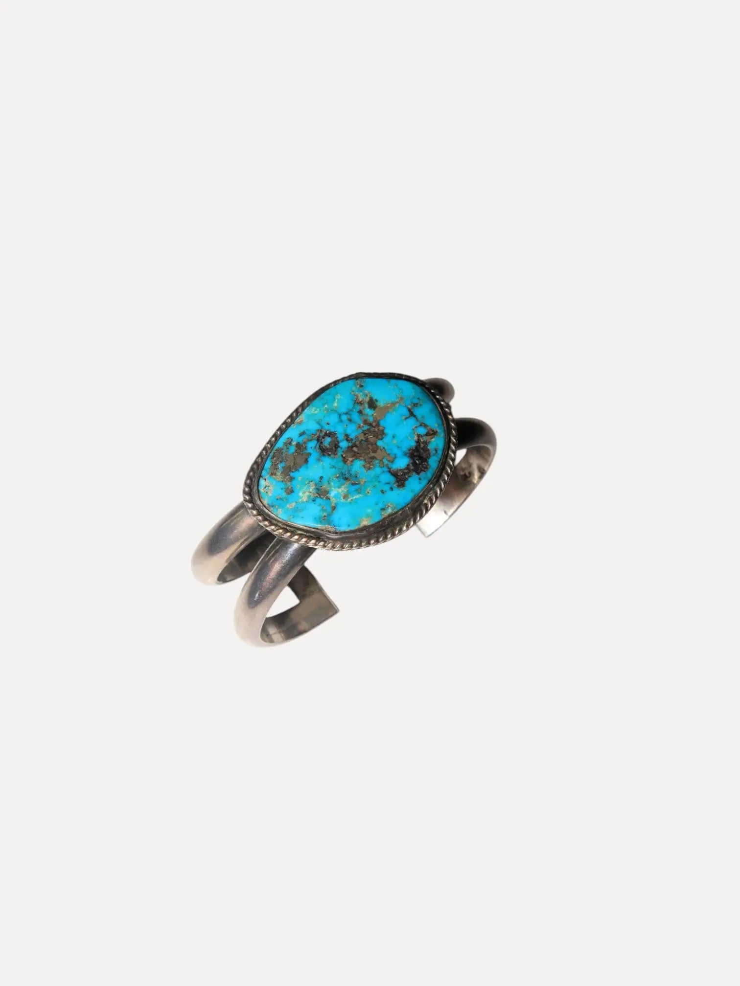 1/2 Round Wire Cuff w pyrite Turquoise center 1/2 Round Wire Cuff w pyrite Turquoise center Native American Collection Native American Collection  Squash Blossom Vail