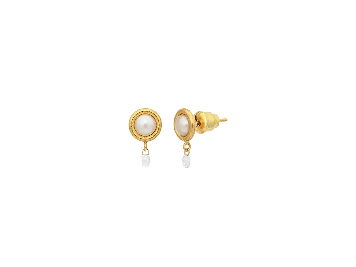 GURHAN Oyster Gold Single Drop Earrings, with Pearl and Diamond GURHAN Oyster Gold Single Drop Earrings, with Pearl and Diamond Gurhan Gurhan  Squash Blossom Vail