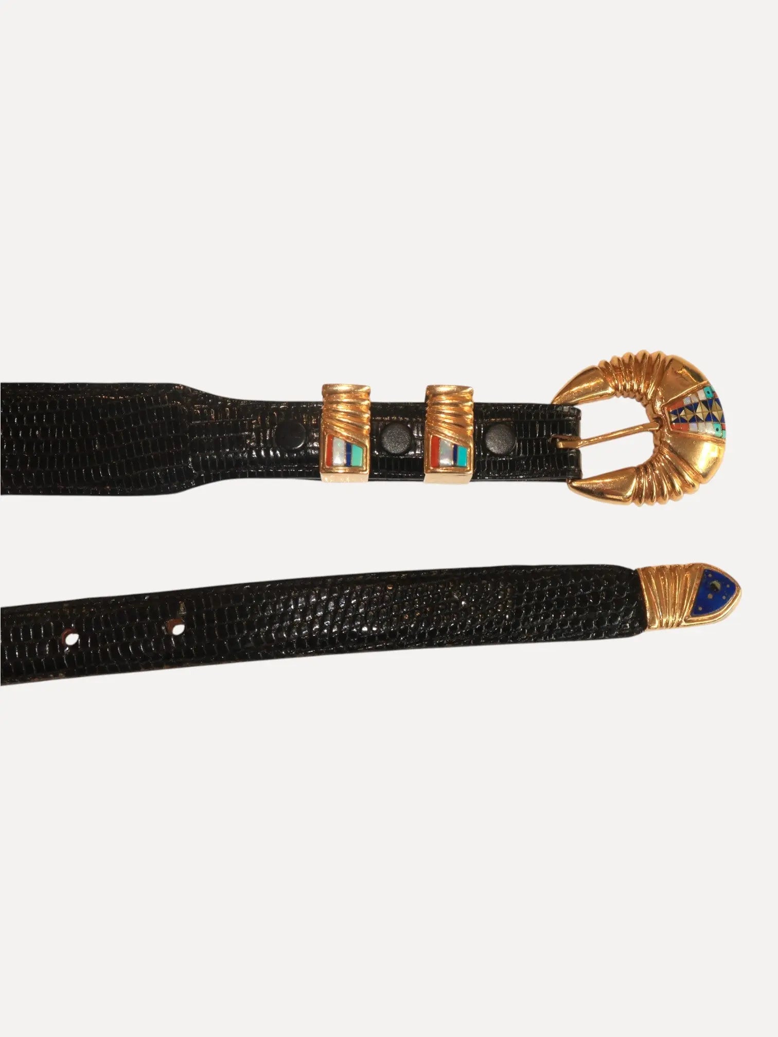 14K Gold belt with Inlay 14K Gold belt with Inlay Native American Collection Native American Collection  Squash Blossom Vail