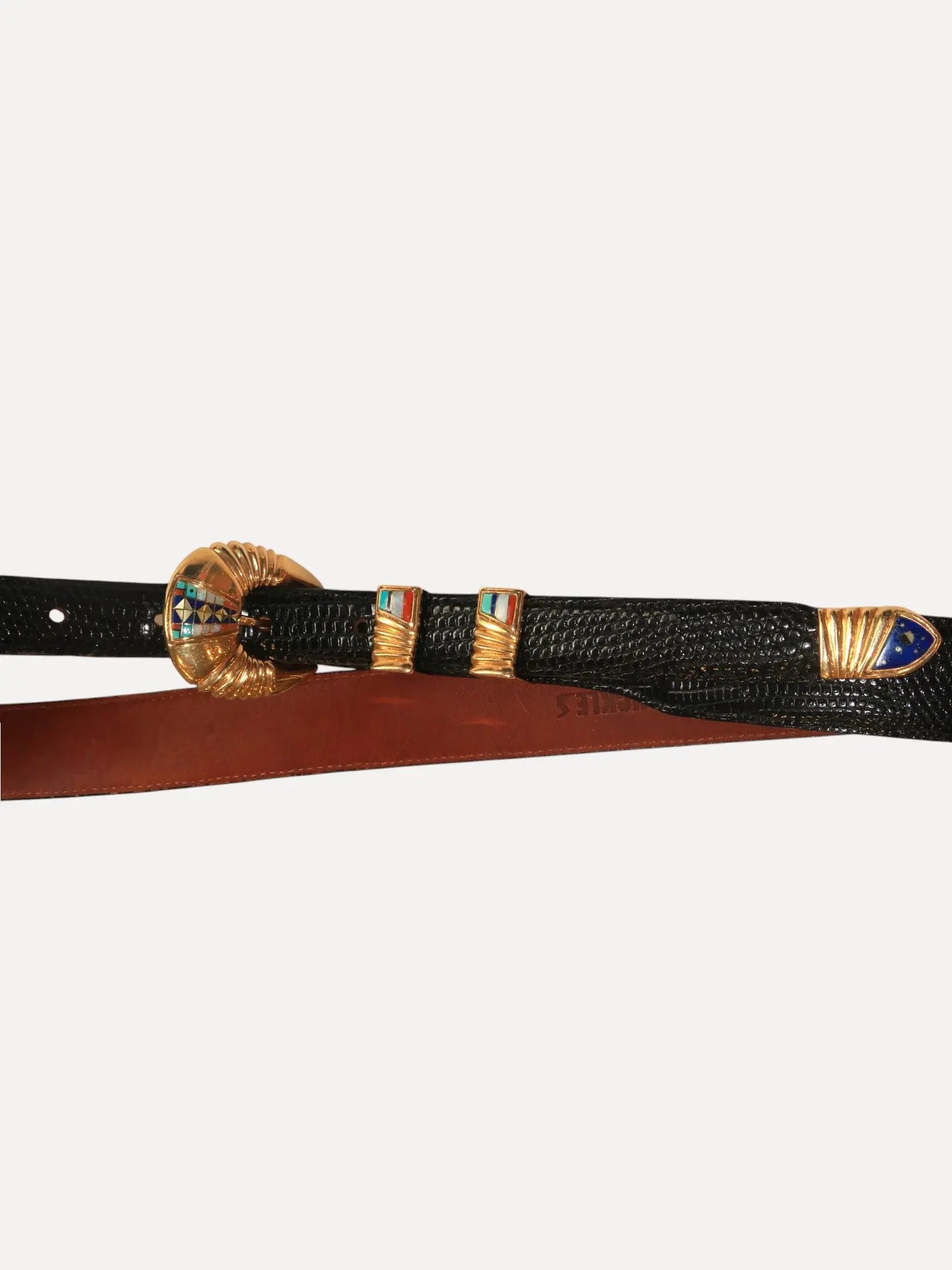 14K Gold belt with Inlay 14K Gold belt with Inlay Native American Collection Native American Collection  Squash Blossom Vail