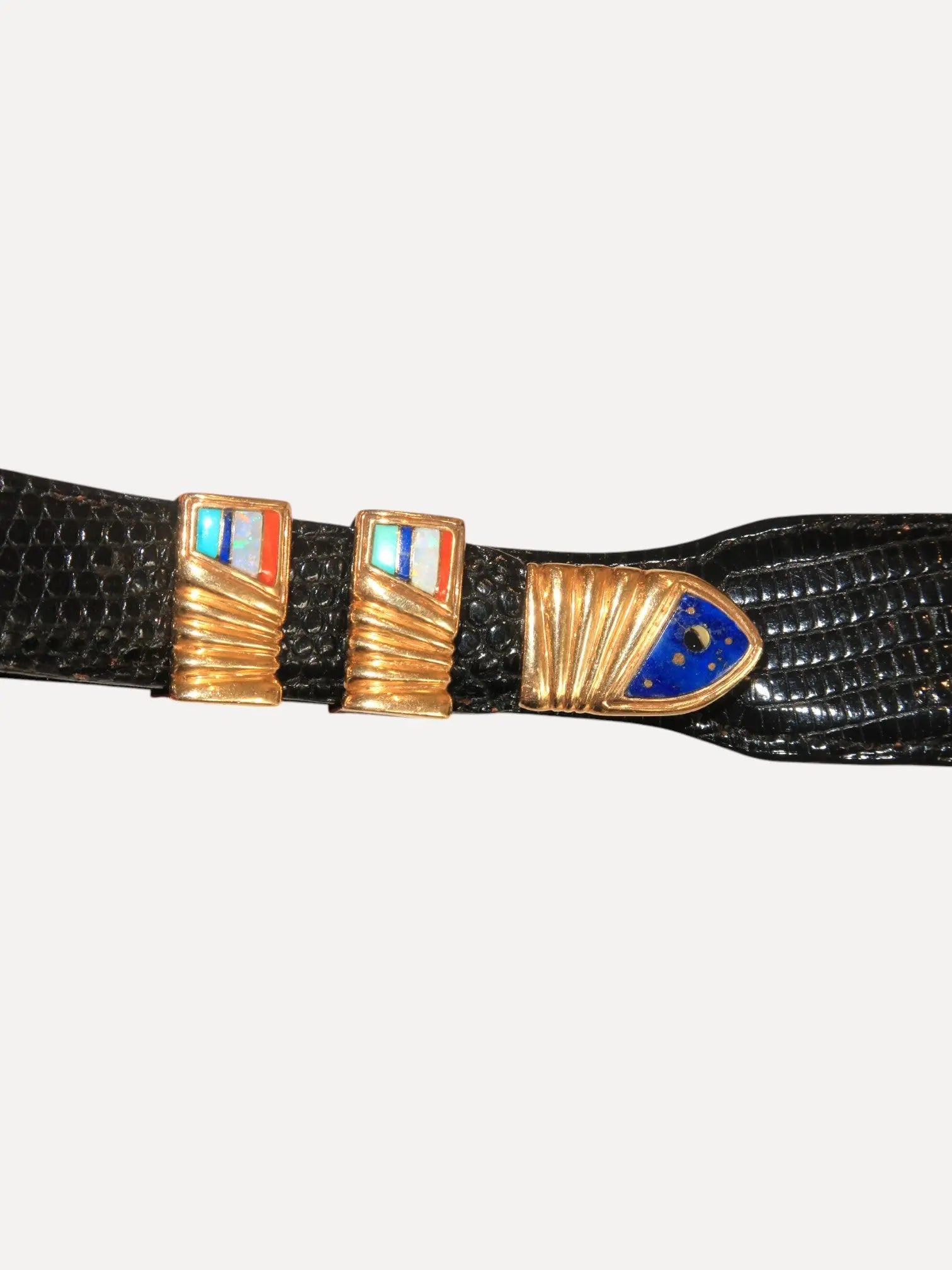 14K Gold belt with Inlay 14K Gold belt with Inlay Native American Collection Native American Collection  Squash Blossom Vail