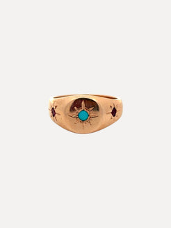 Scosha Ring with Turquoise and Ruby Scosha Ring with Turquoise and Ruby Vintage at the Squash Blossom Vintage at the Squash Blossom  Squash Blossom Vail