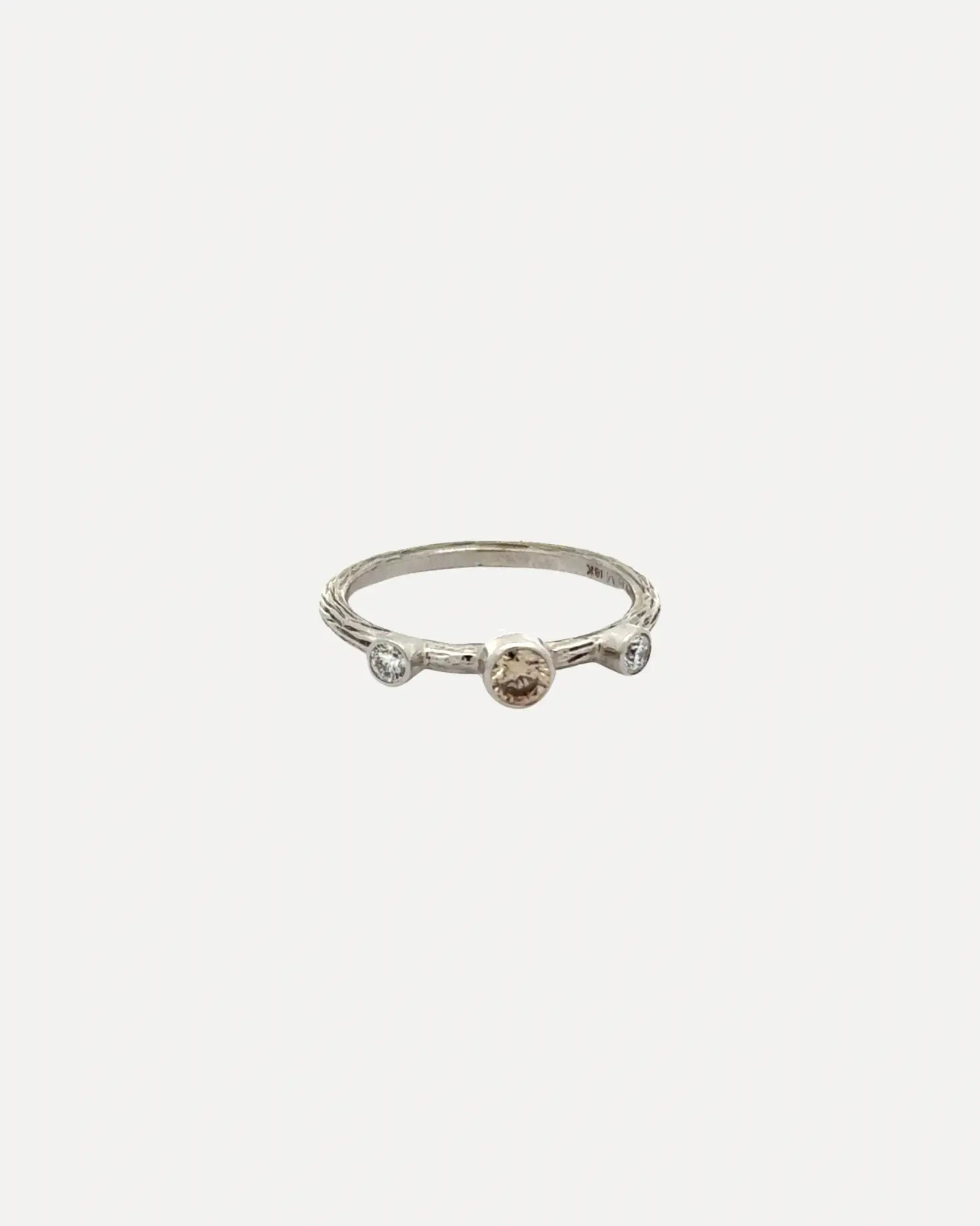 18W Pebble Stacking ring .05 cttw dia .20 cognac sz 7 18W Pebble Stacking ring .05 cttw dia .20 cognac sz 7 Sarah Graham Sarah Graham  Squash Blossom Vail
