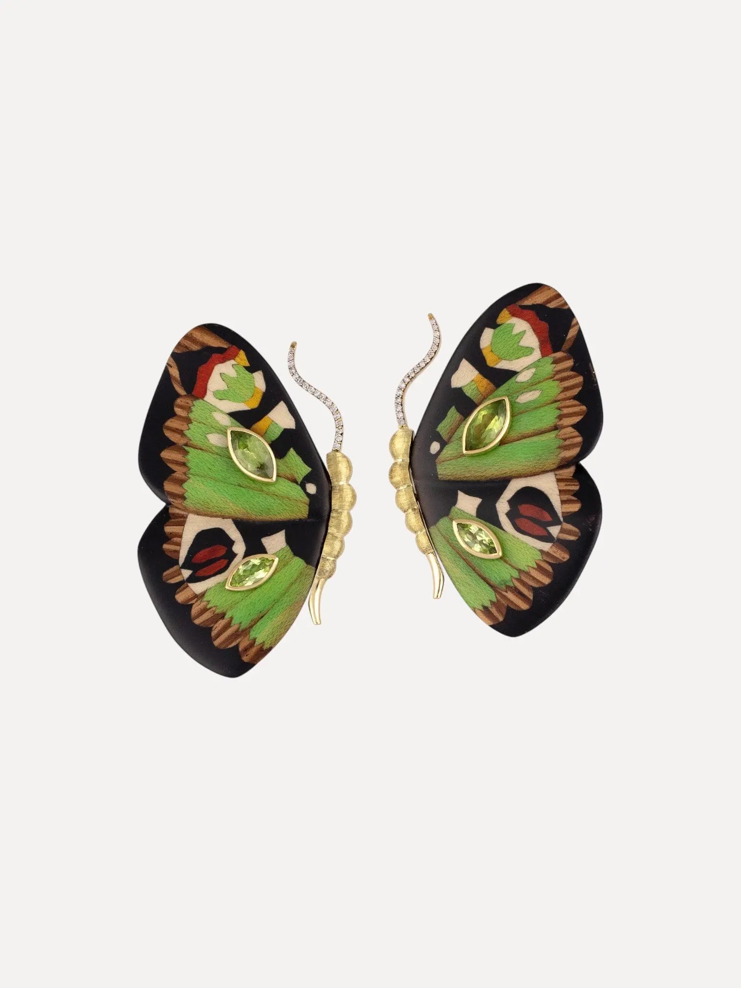 18k Butterfly Marquetry diamond & peridot 18k Butterfly Marquetry diamond & peridot Silvia Furmanovich Silvia Furmanovich  Squash Blossom Vail