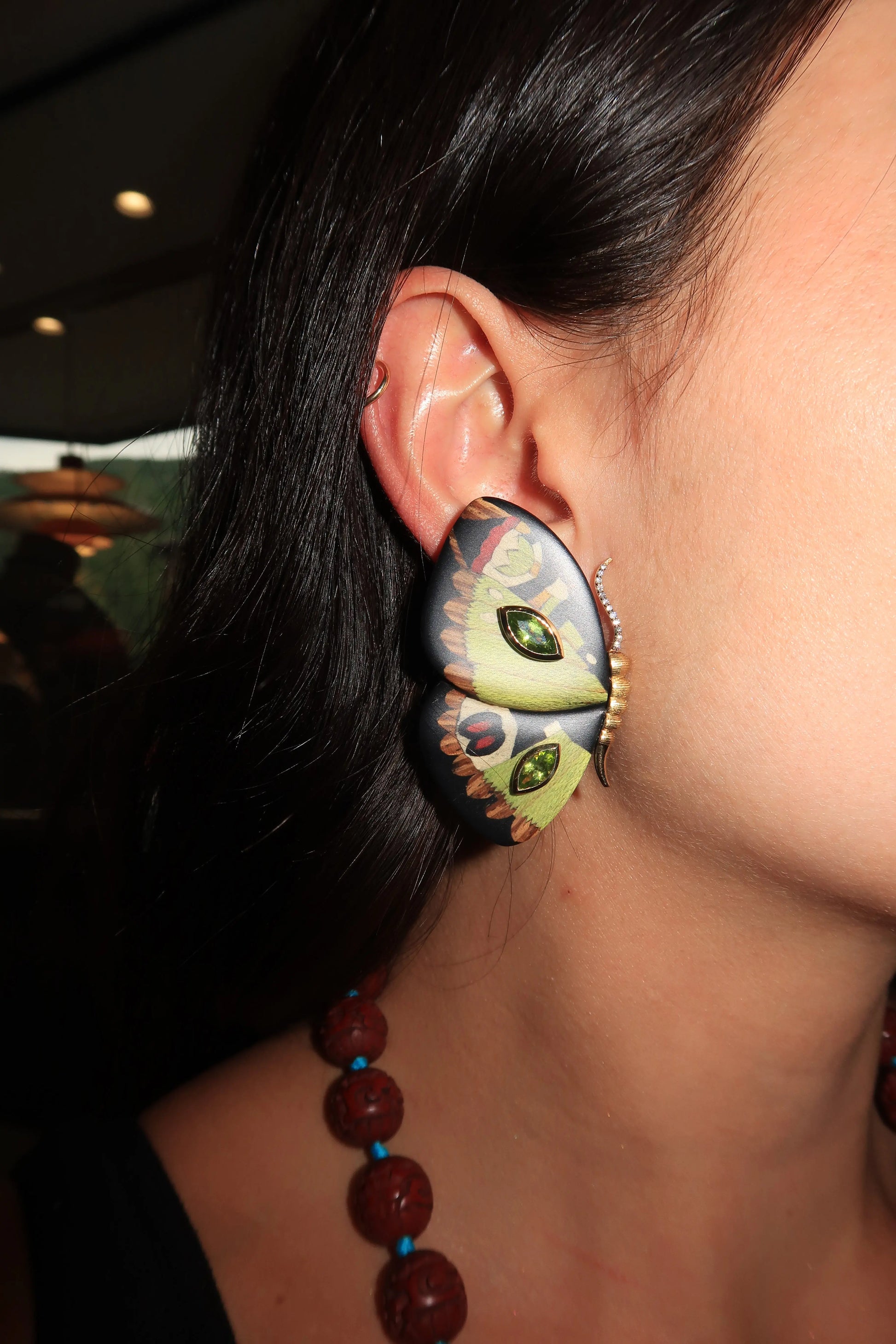 18k Butterfly Marquetry diamond & peridot 18k Butterfly Marquetry diamond & peridot Silvia Furmanovich Silvia Furmanovich  Squash Blossom Vail