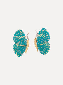 18k Pauba wood inlaid butterfly earrings with diamond 18k Pauba wood inlaid butterfly earrings with diamond Silvia Furmanovich Silvia Furmanovich  Squash Blossom Vail