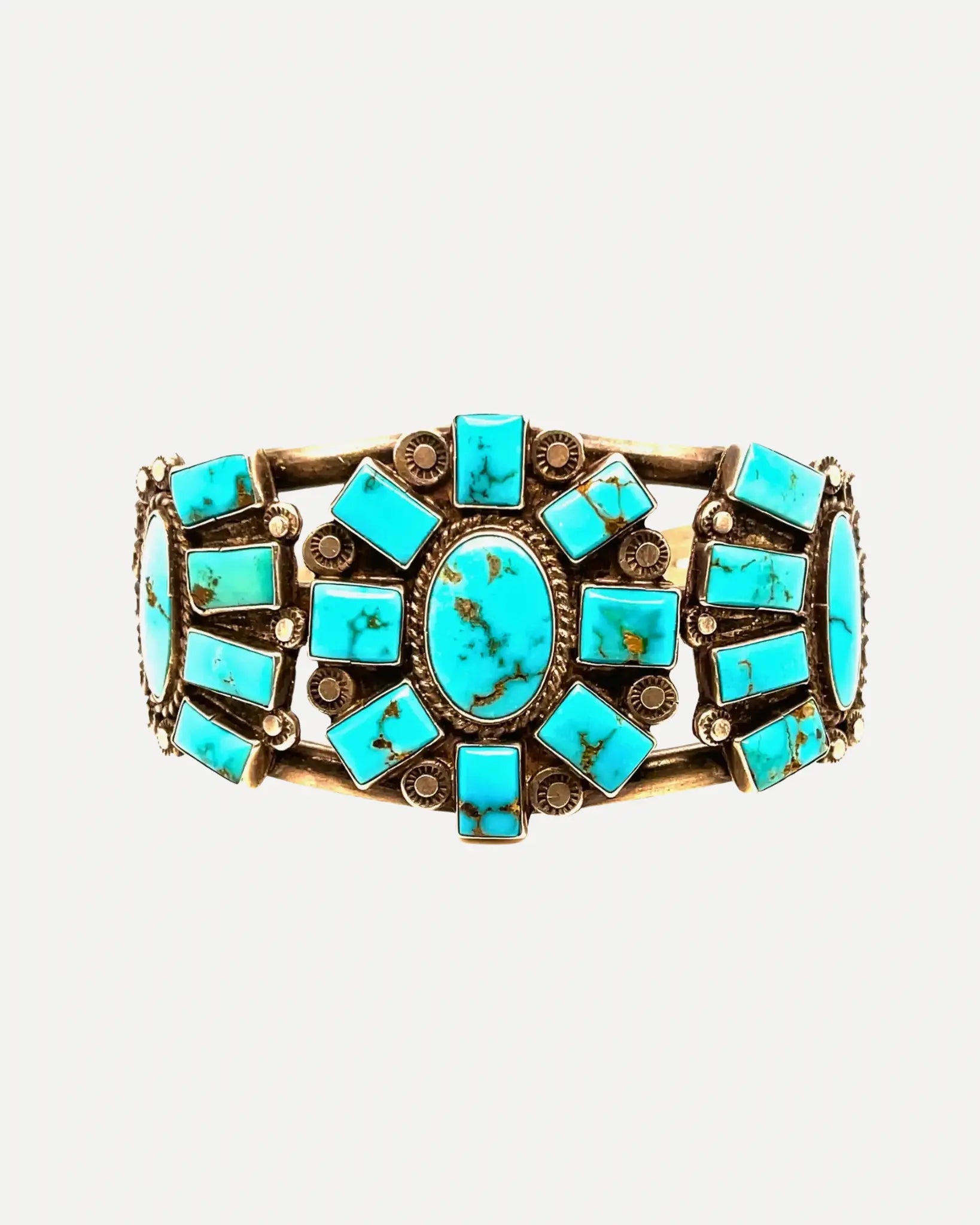 1930s Vintage Blue Gem Turquoise Bracelet 1930s Vintage Blue Gem Turquoise Bracelet Squash Blossom Original Squash Blossom Original  Squash Blossom Vail