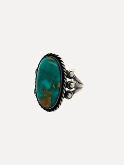 1940s Vintage SS Blue Gem Vintage Ring Sz 5.5 1940s Vintage SS Blue Gem Vintage Ring Sz 5.5 Moqui Moqui  Squash Blossom Vail