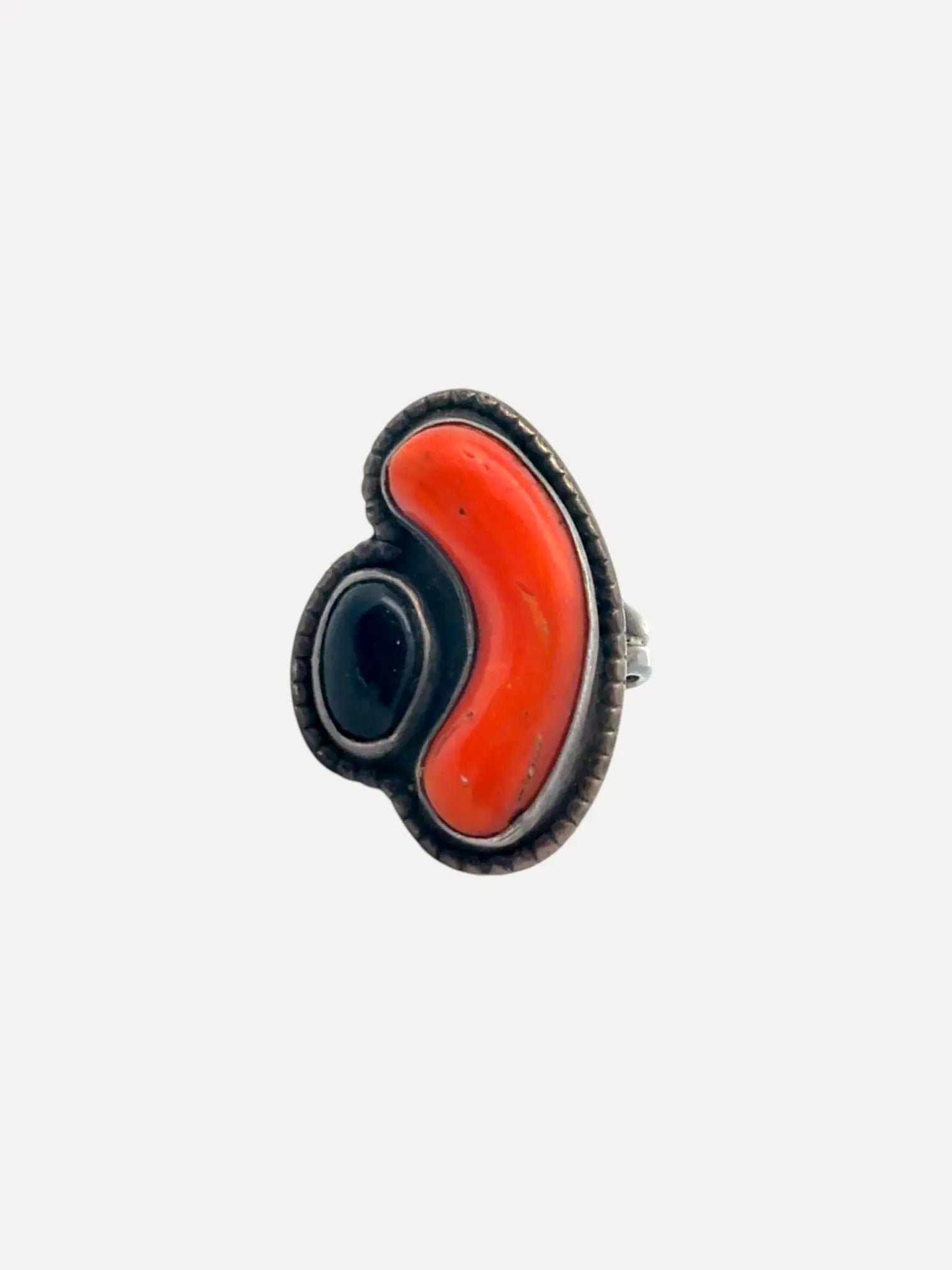 1950s Coral and Onyx Ring 1950s Coral and Onyx Ring Squash Blossom Vail Squash Blossom Vail  Squash Blossom Vail