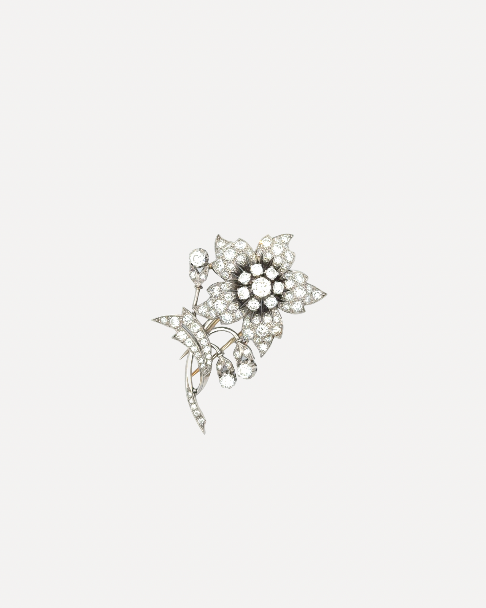 1960s Diamond Flower Brooch