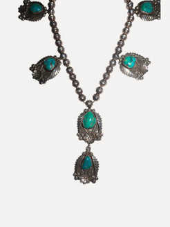 1960s Floral Station Necklace, Navajo 1960s Floral Station Necklace, Navajo Native American Collection Native American Collection  Squash Blossom Vail