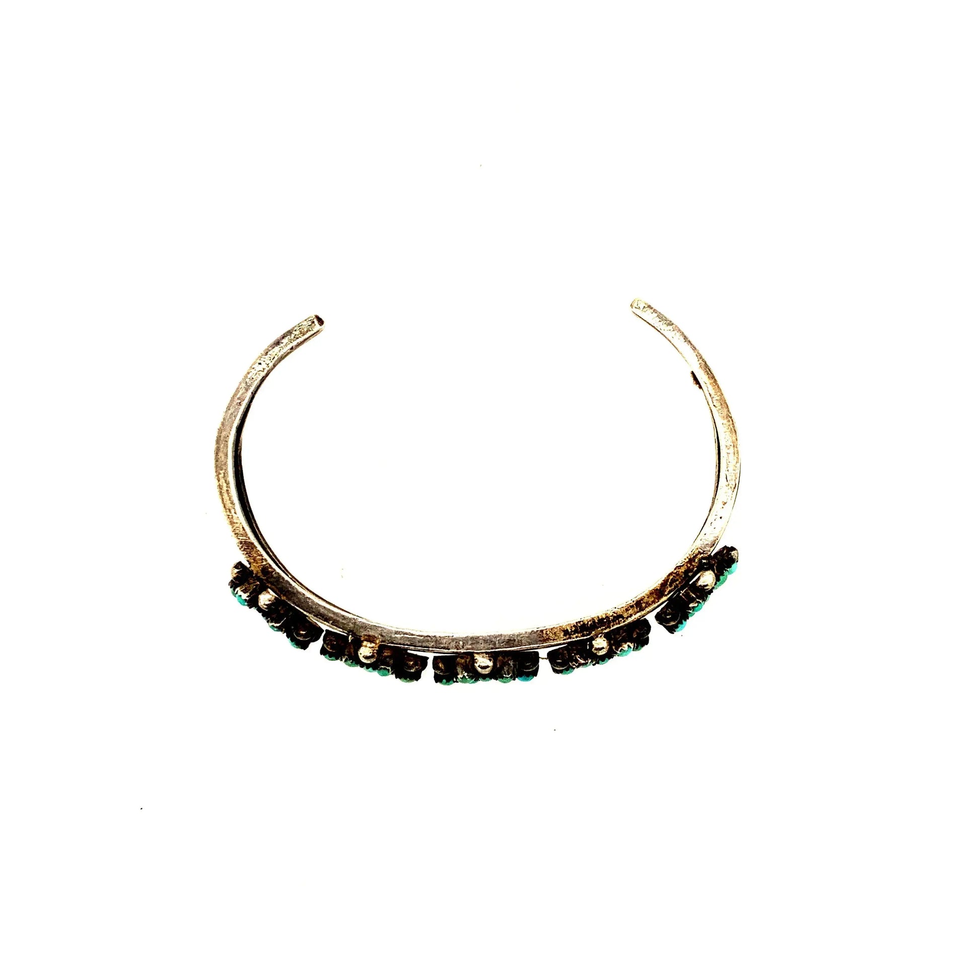 Vintage 1960s Zuni Turquoise Bracelet - Squash Blossom Vail