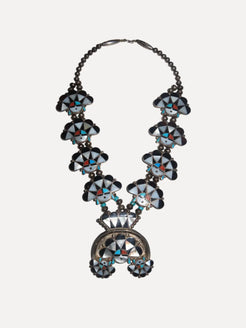 1970s Zuni Sunface Squash Blossom 1970s Zuni Sunface Squash Blossom Native American Collection Native American Collection  Squash Blossom Vail