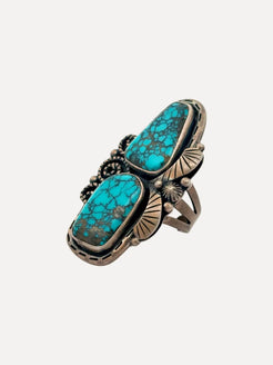 2 Stone Lone Mountain Ring 2 Stone Lone Mountain Ring John Huntress John Huntress  Squash Blossom Vail