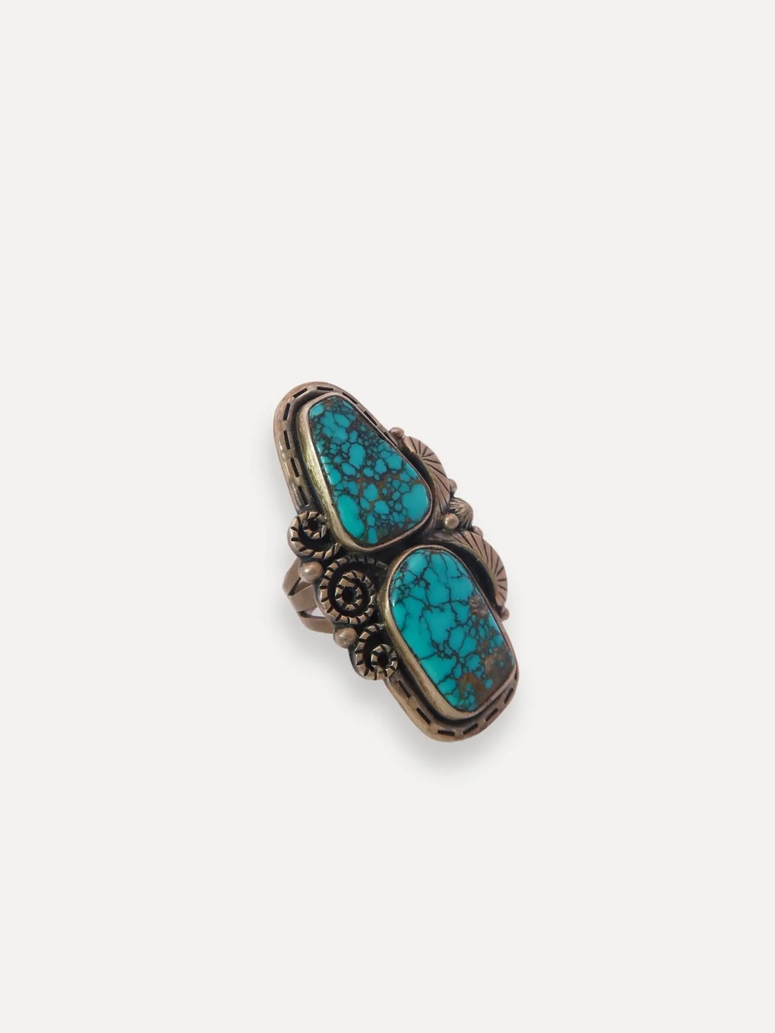 2 Stone Lone Mountain Turquoise Ring 2 Stone Lone Mountain Turquoise Ring Native American Collection Native American Collection  Squash Blossom Vail