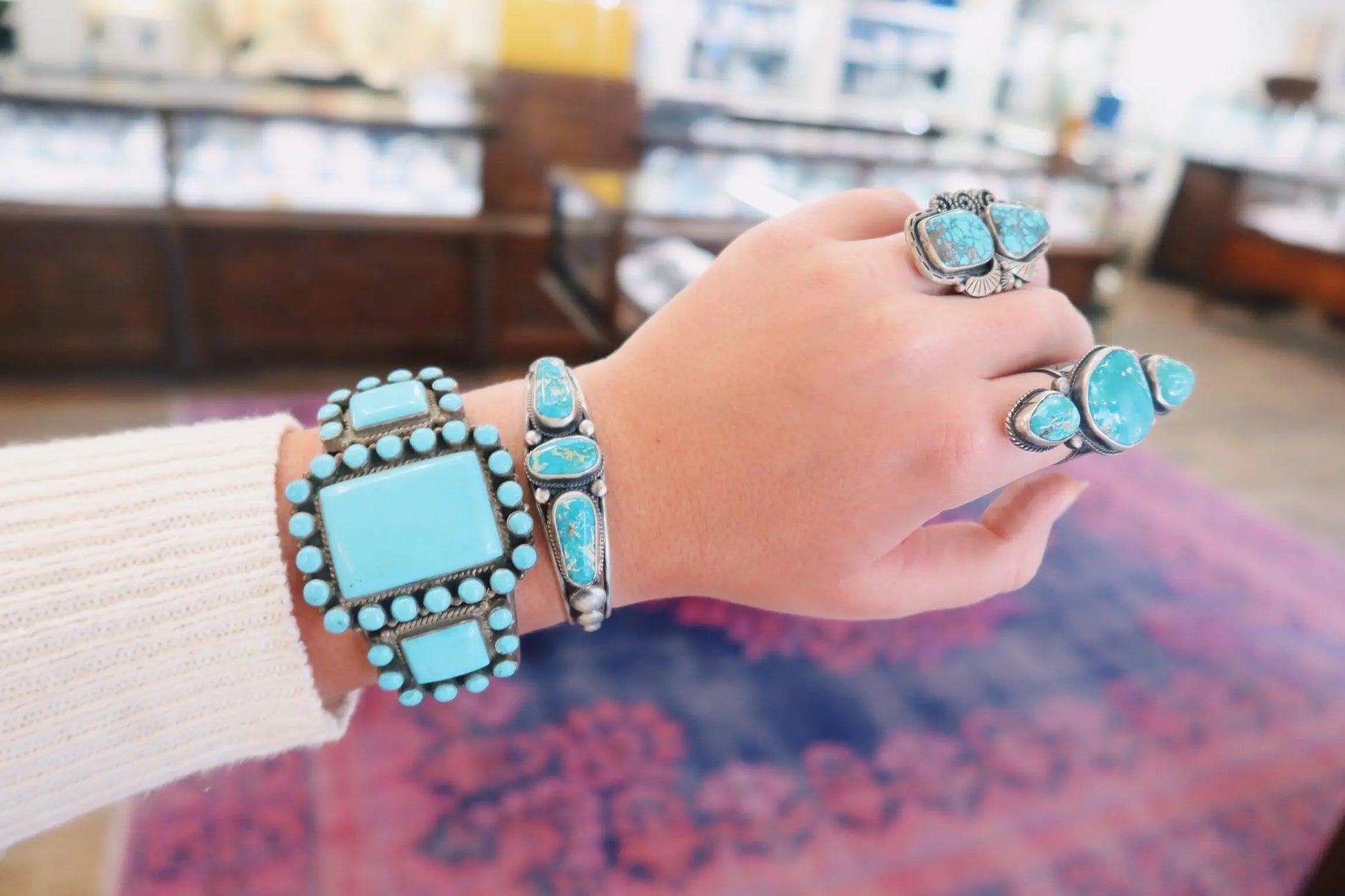 2 Stone Lone Mountain Turquoise Ring 2 Stone Lone Mountain Turquoise Ring Native American Collection Native American Collection  Squash Blossom Vail