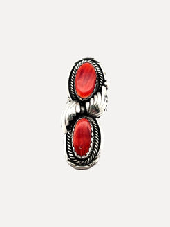 2 stone spiny oyster Ring 2 stone spiny oyster Ring Native American Collection Native American Collection  Squash Blossom Vail