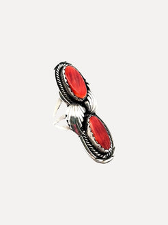 2 stone spiny oyster Ring 2 stone spiny oyster Ring Native American Collection Native American Collection  Squash Blossom Vail