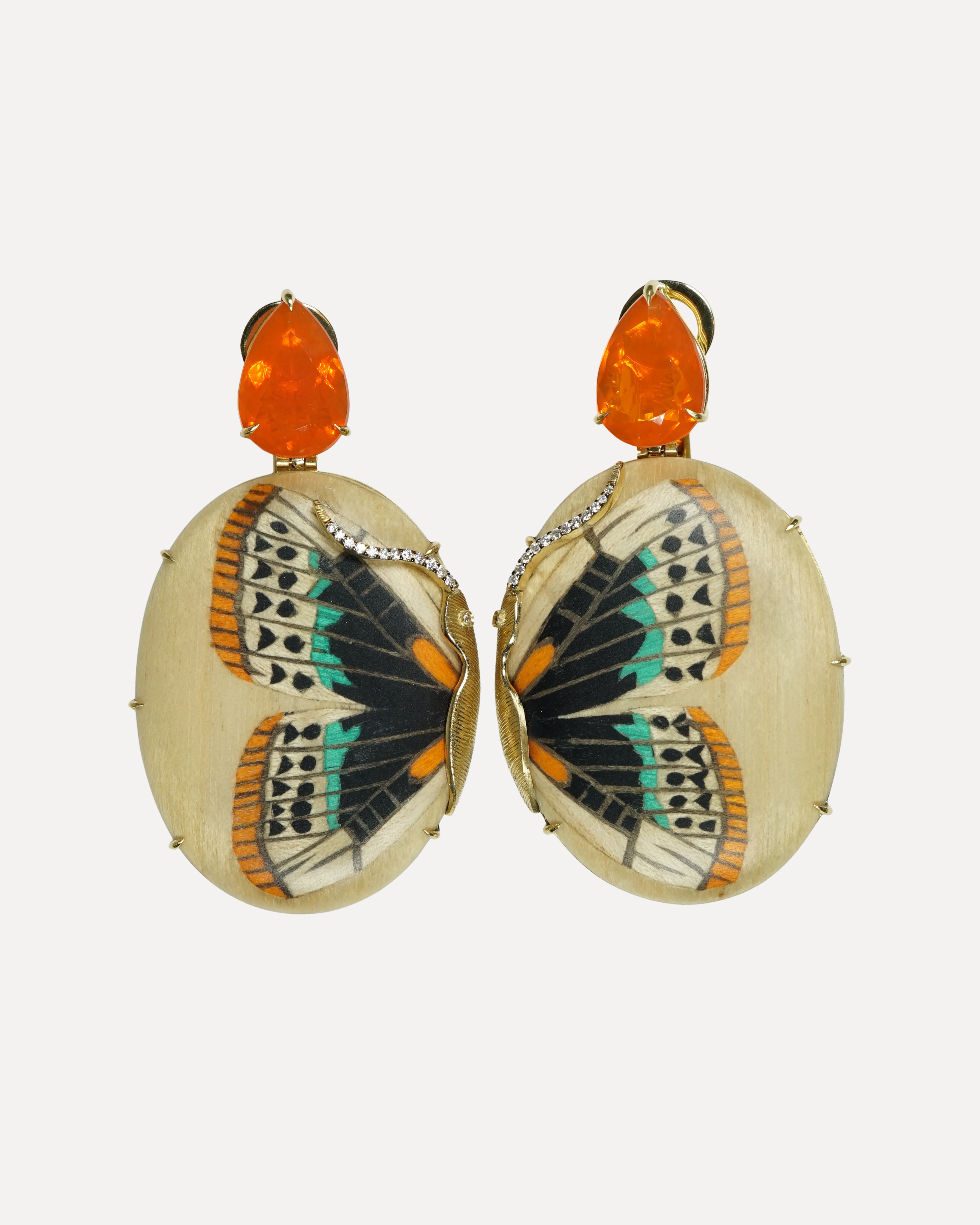 Fire Opal Butterfly Earrings