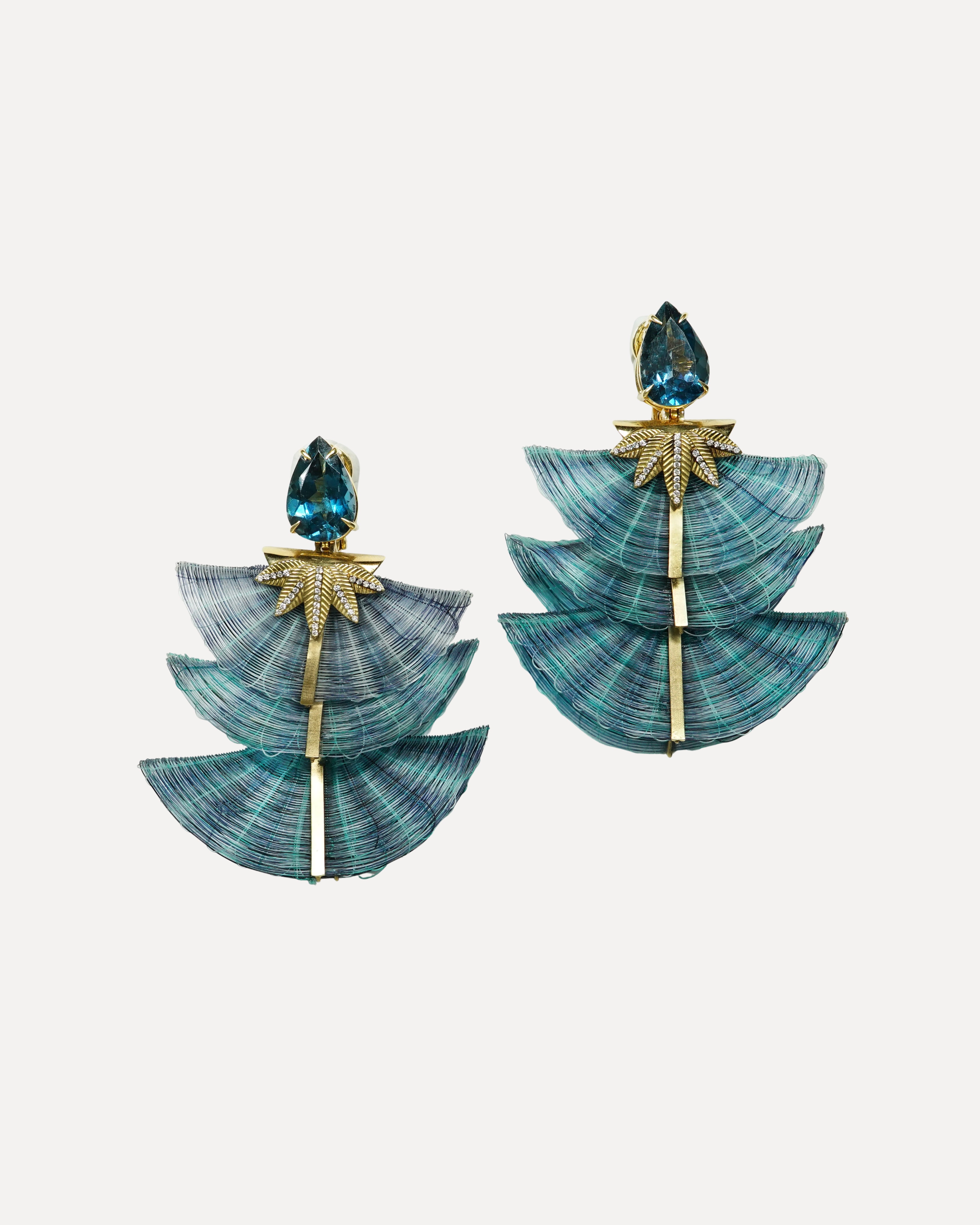 Petrol blue horse mane earrings