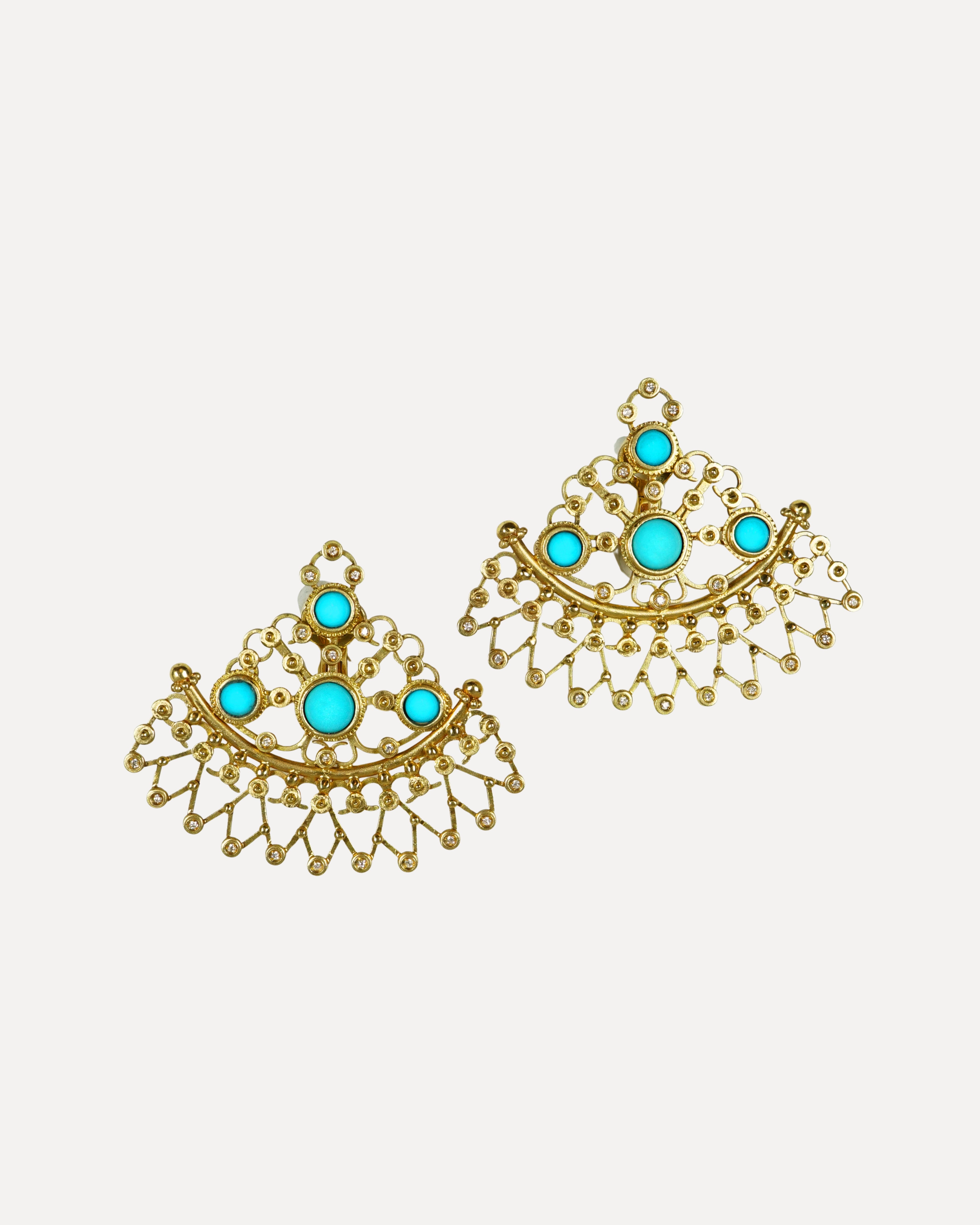 Silk Road Turquoise and Diamond Earrings
