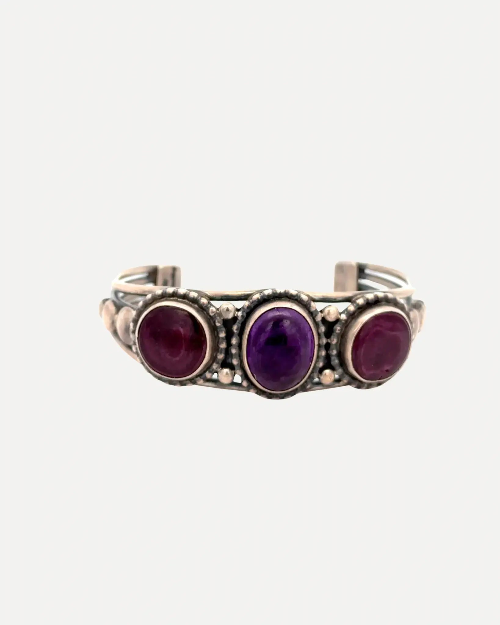 3 Stone Sugilite Bracelet 3 Stone Sugilite Bracelet Native American Collection Native American Collection  Squash Blossom Vail