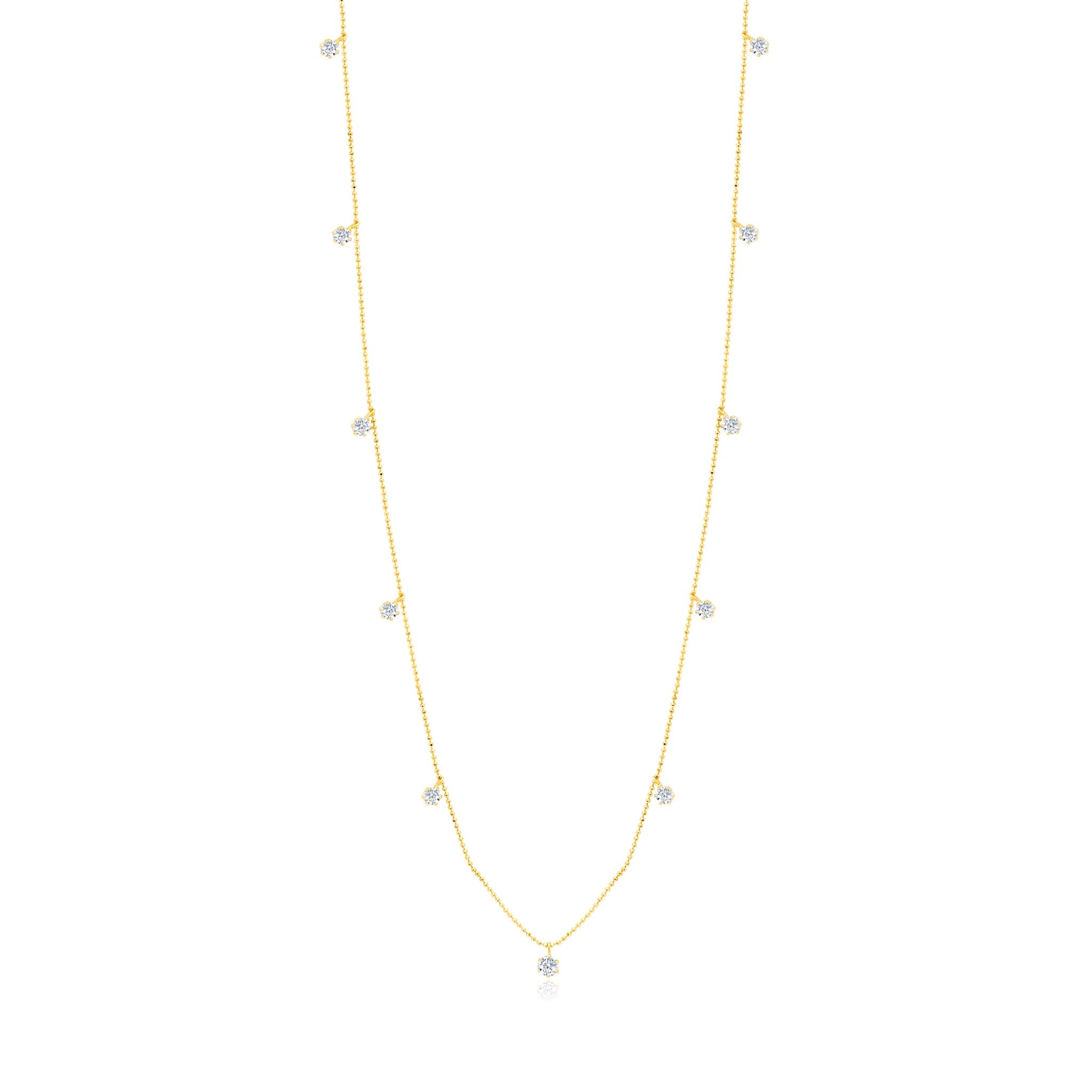 Long Diamond Floating Diamond Necklace