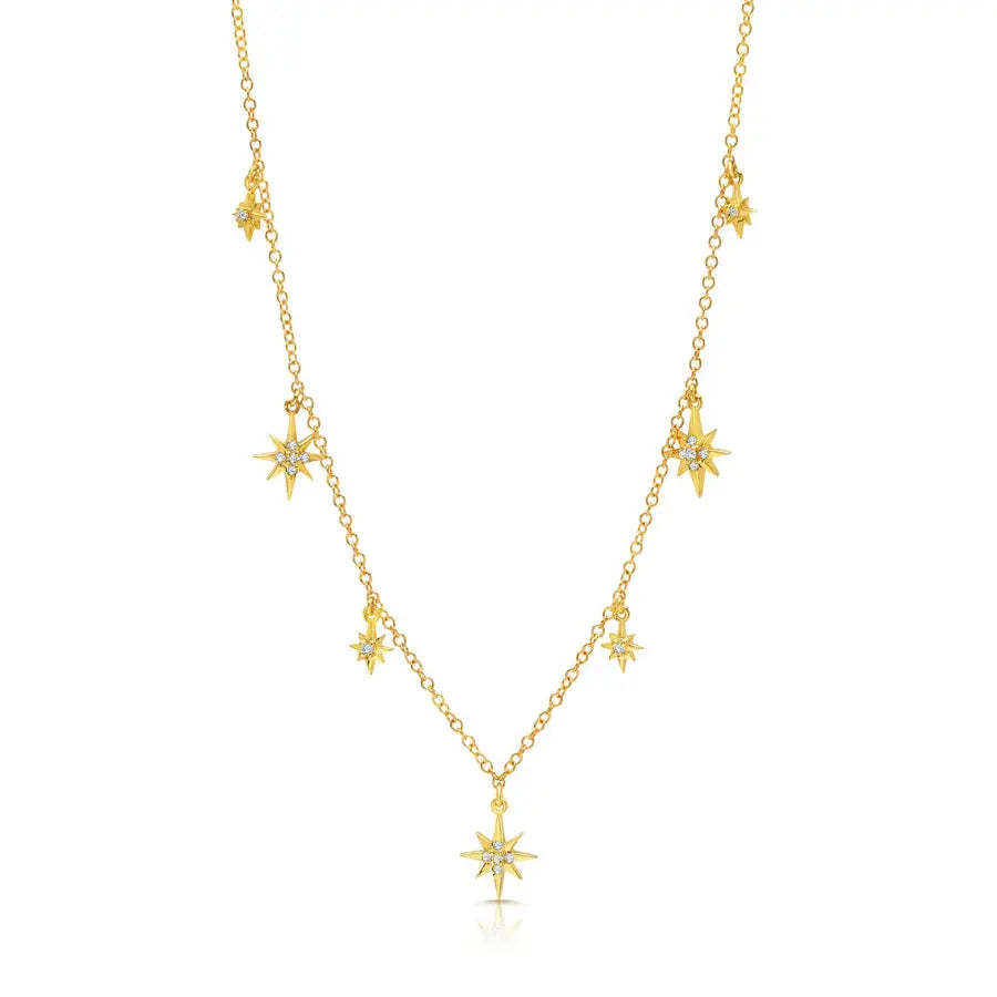 Yellow Gold Starburst Adjustable Necklace Graziela Gems