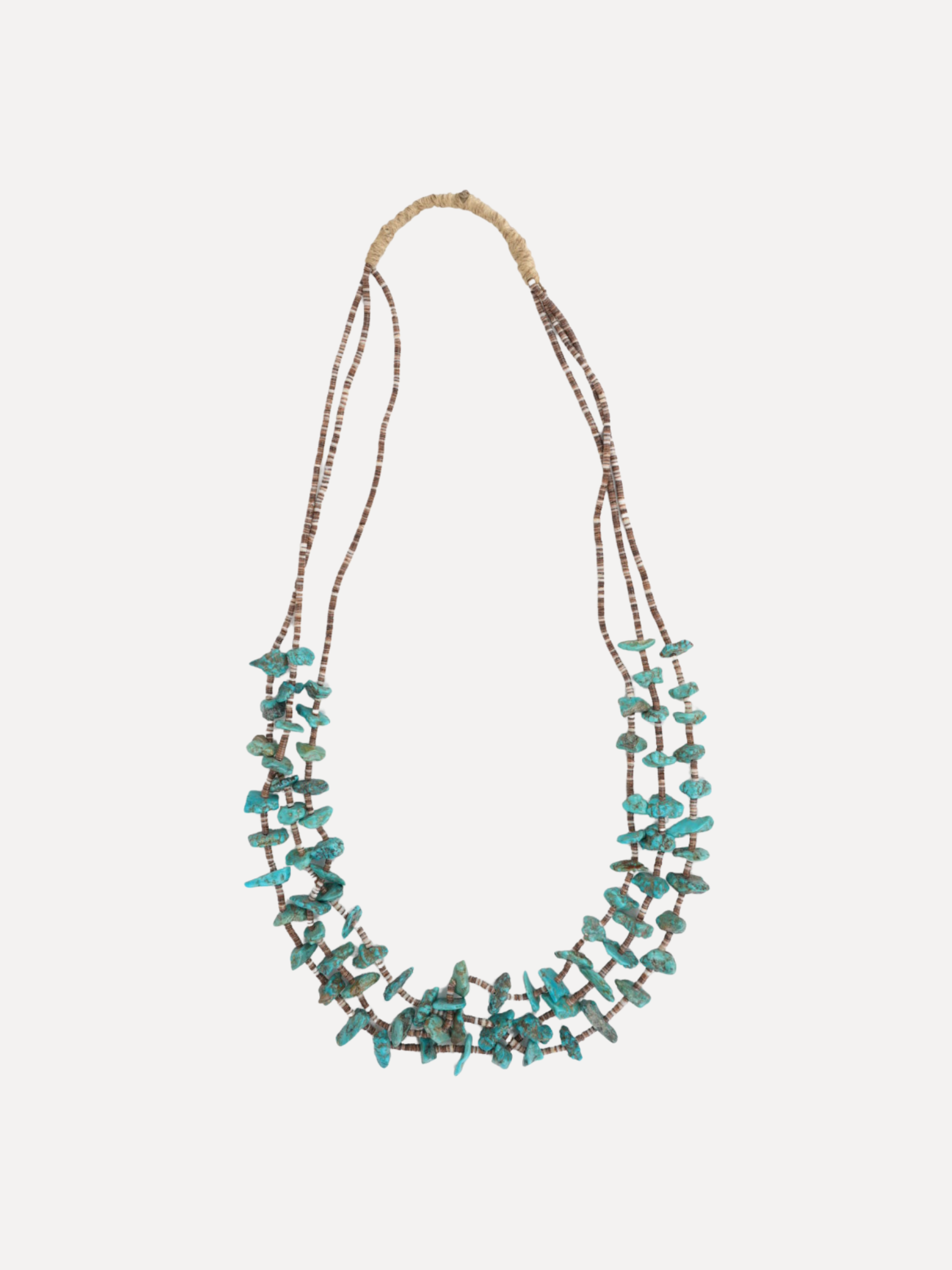 3 Strand Turquoise Nugget and Heishe Necklace