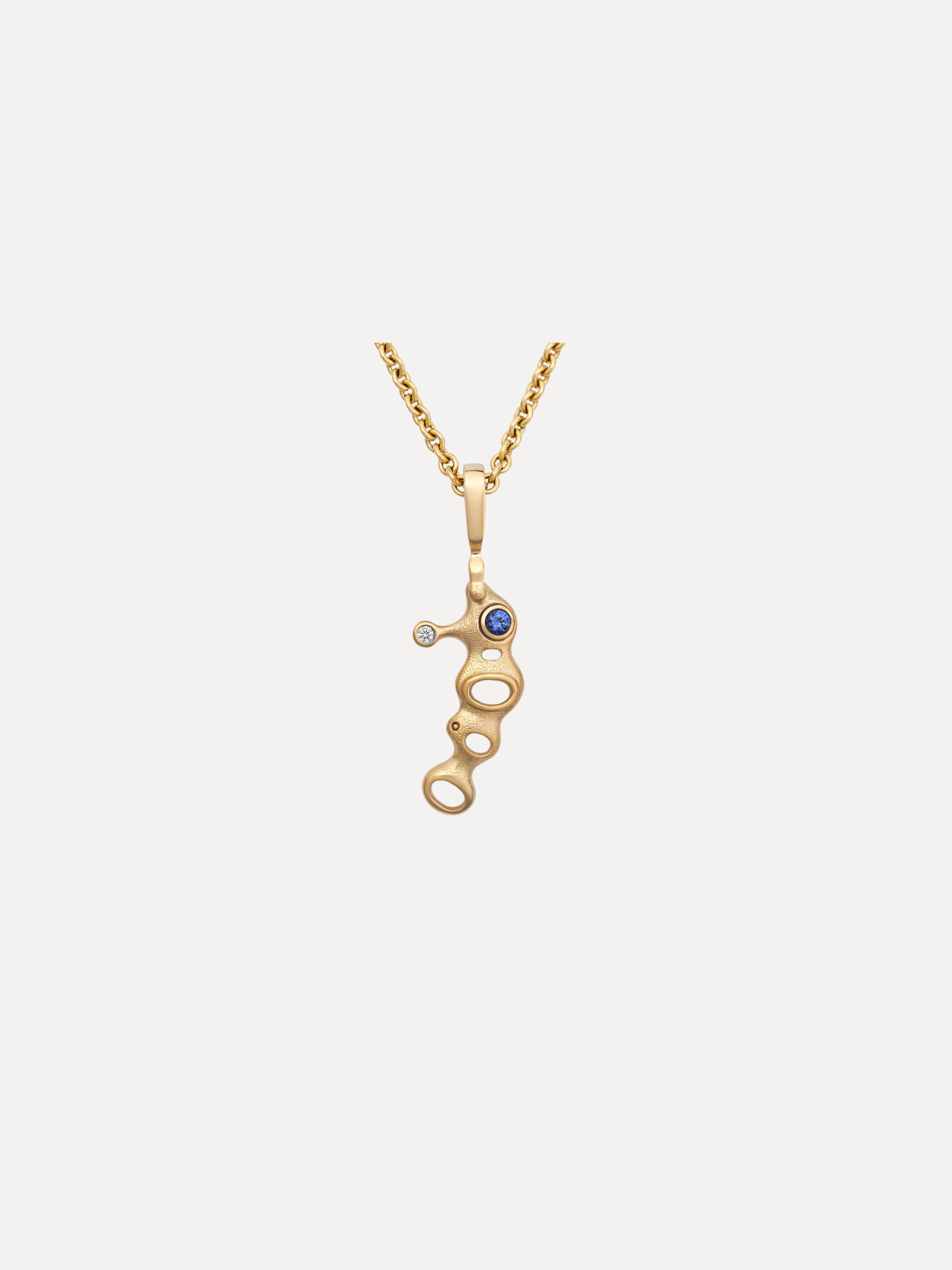 Sapphire and Diamond "Seahorse" Pendant