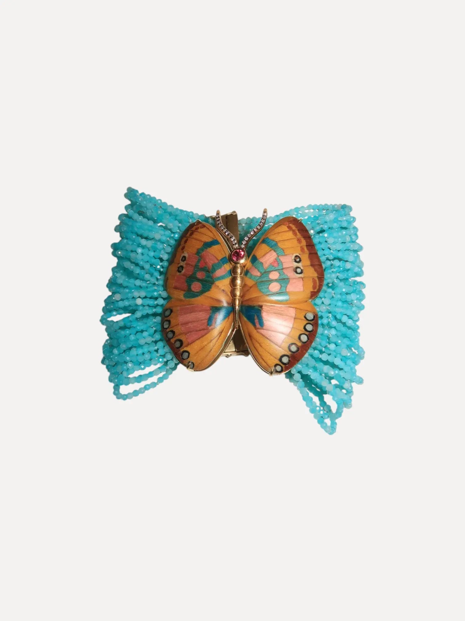 Amazonite bracelet with butterfly wing in marquetry Amazonite bracelet with butterfly wing in marquetry Silvia Furmanovich Silvia Furmanovich  Squash Blossom Vail
