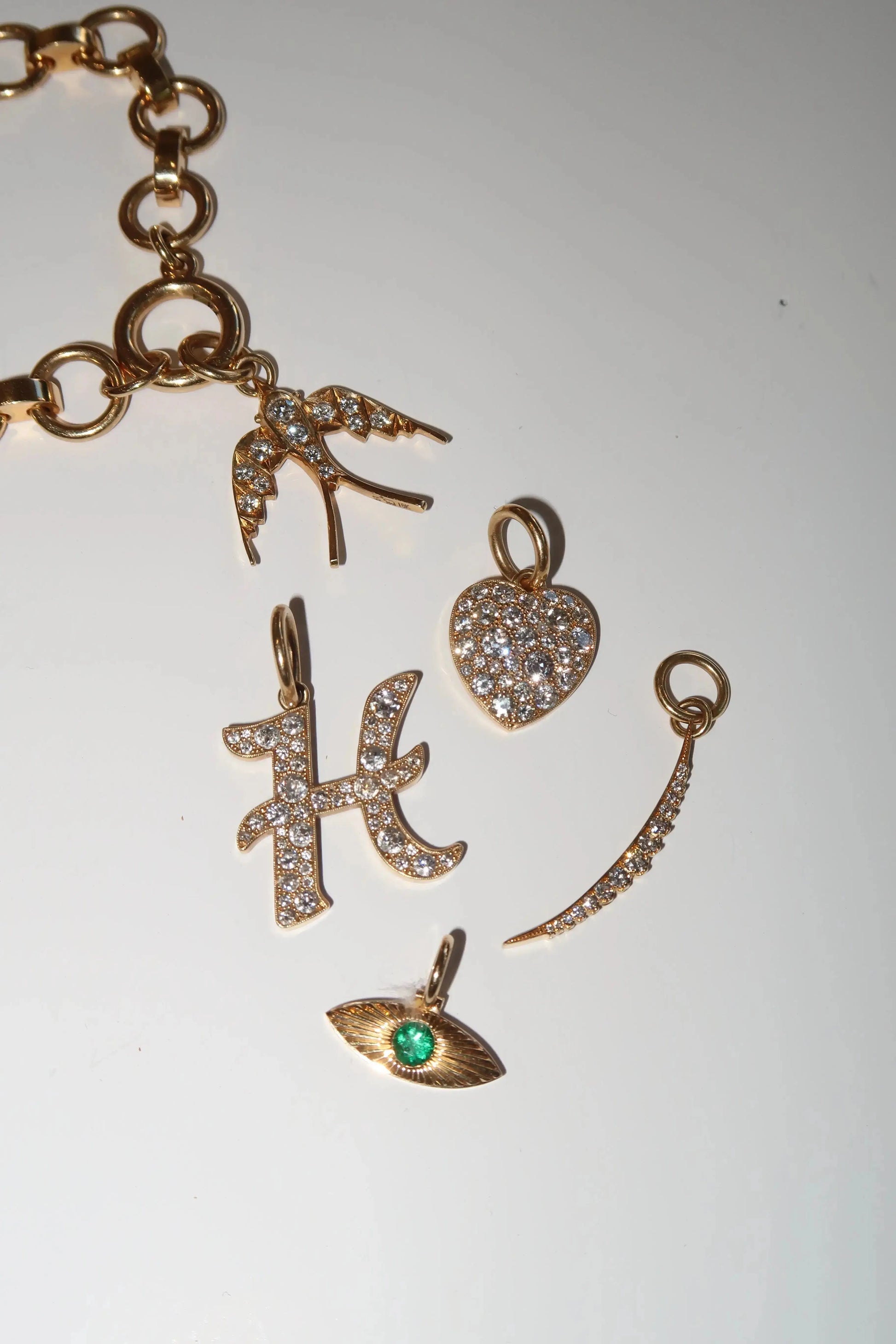Ophelia Crescent Moon Charm Ophelia Crescent Moon Charm Single Stone Single Stone  Squash Blossom Vail