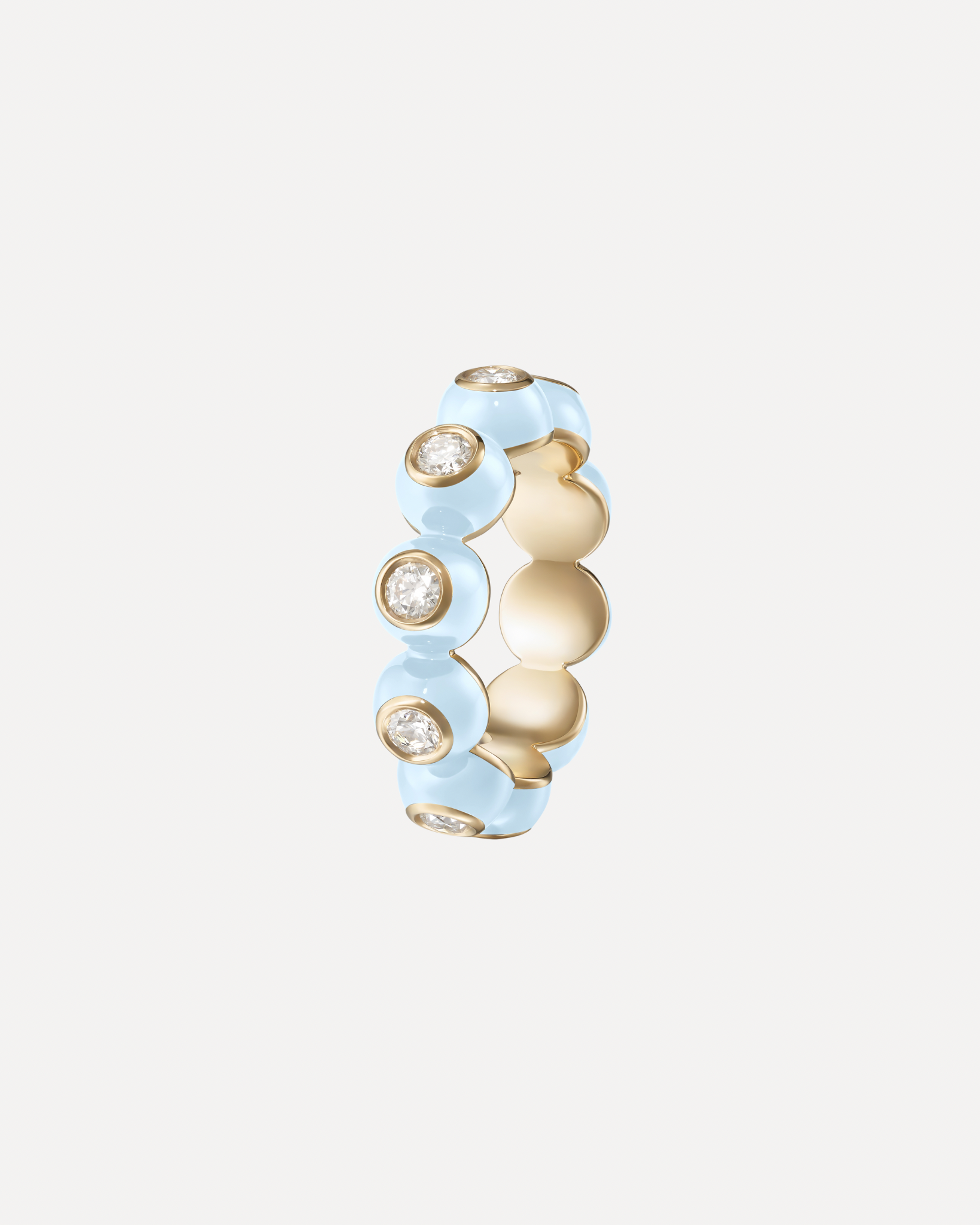 Audrey Diamond Baby Blue Enamel Ring