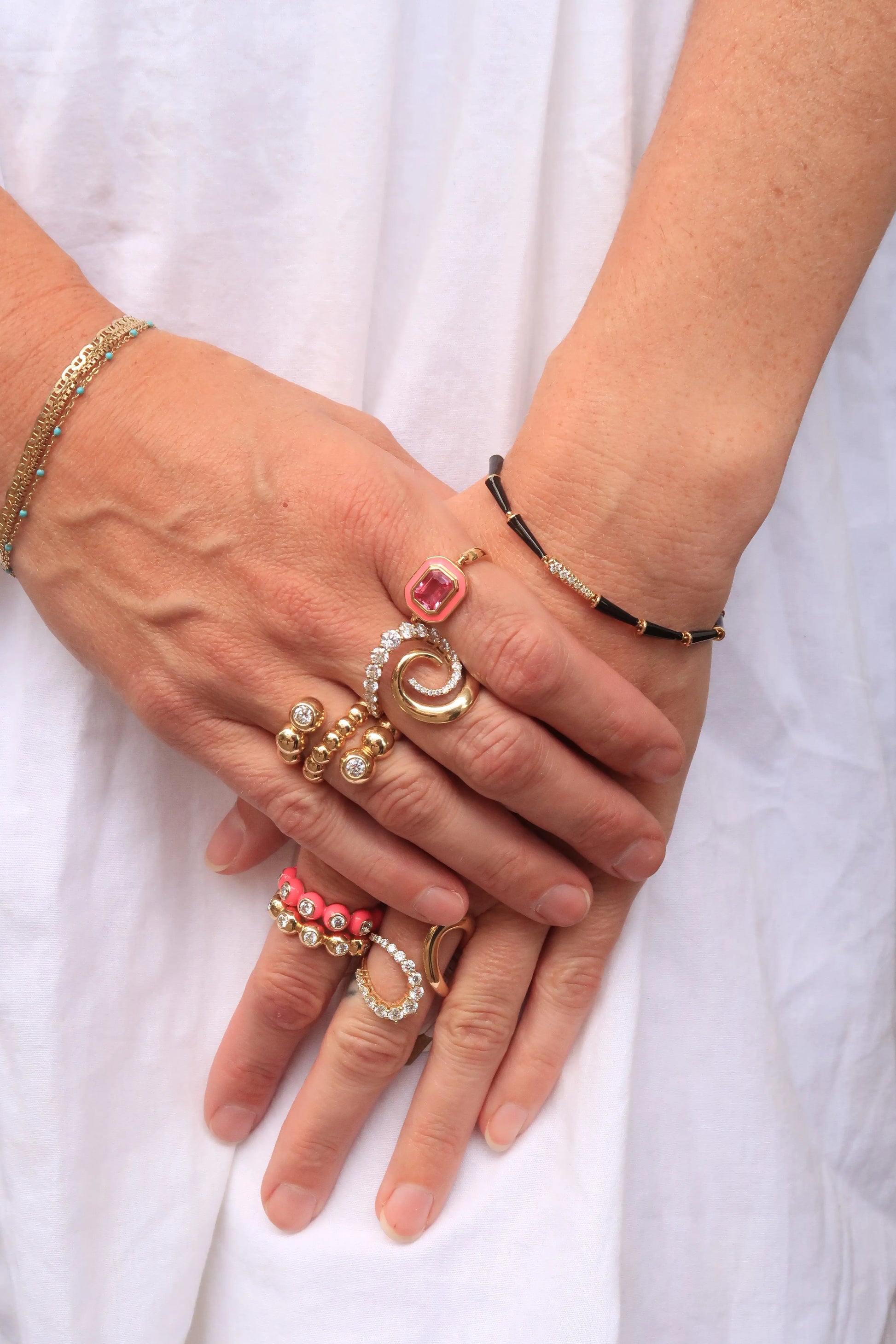 Audrey Diamond Hot Pink Enamel Band Audrey Diamond Hot Pink Enamel Band Melissa Kaye Melissa Kaye  Squash Blossom Vail