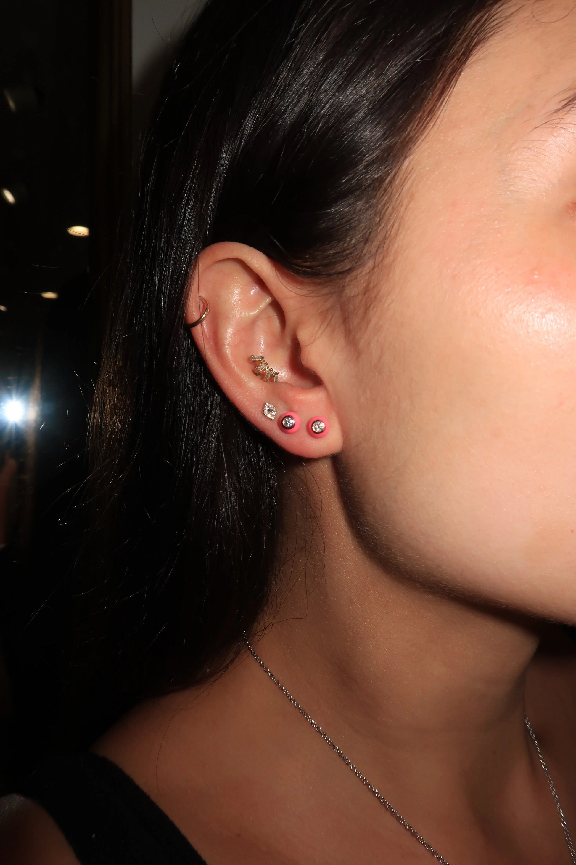Audrey Pink Enamel Stud Audrey Pink Enamel Stud Melissa Kaye Melissa Kaye  Squash Blossom Vail