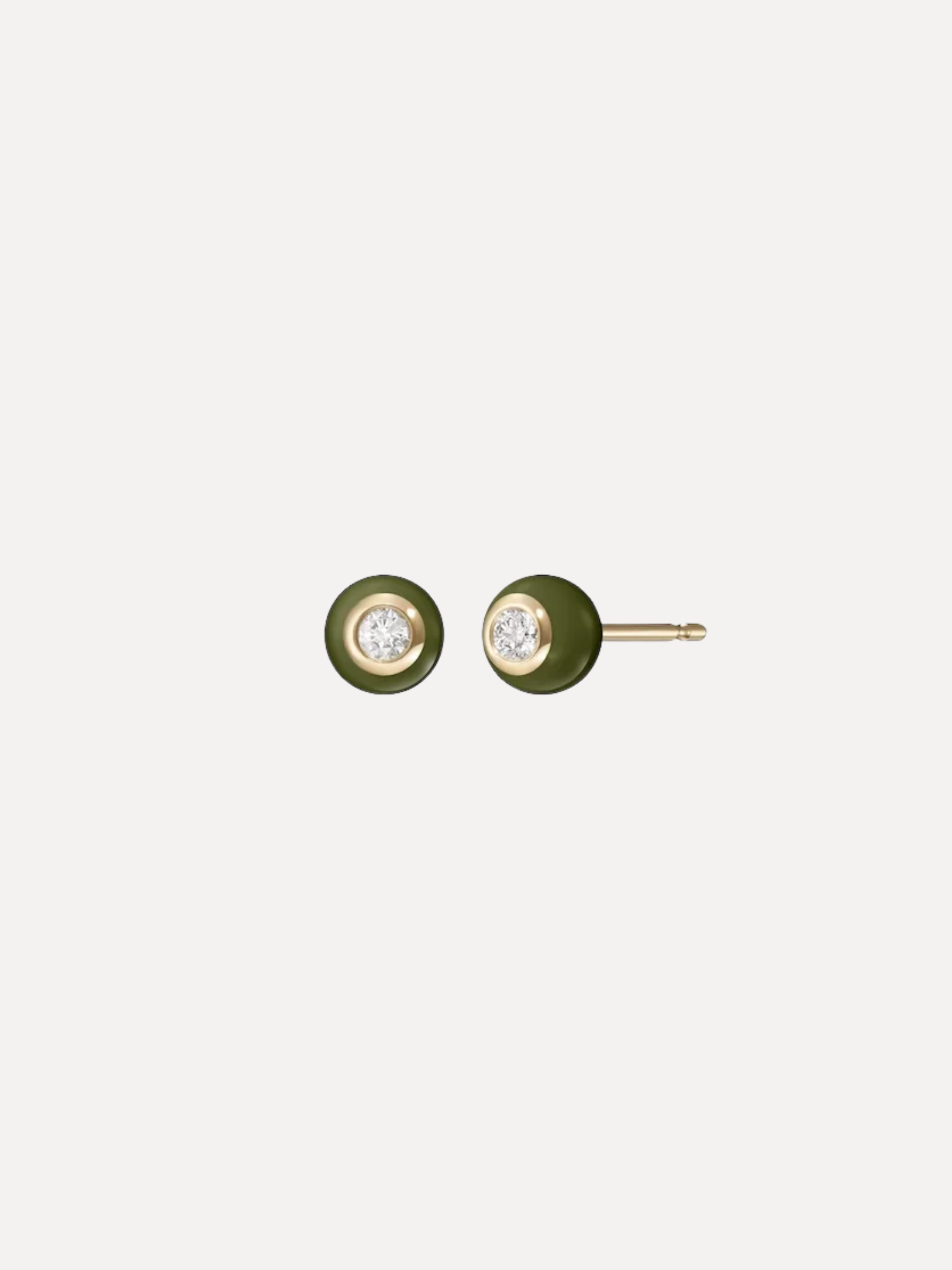 Audrey Small Stud, Army Green Enamel 