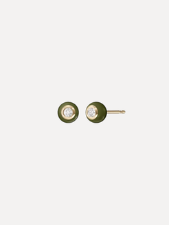 Audrey Small Stud, Army Green Enamel 