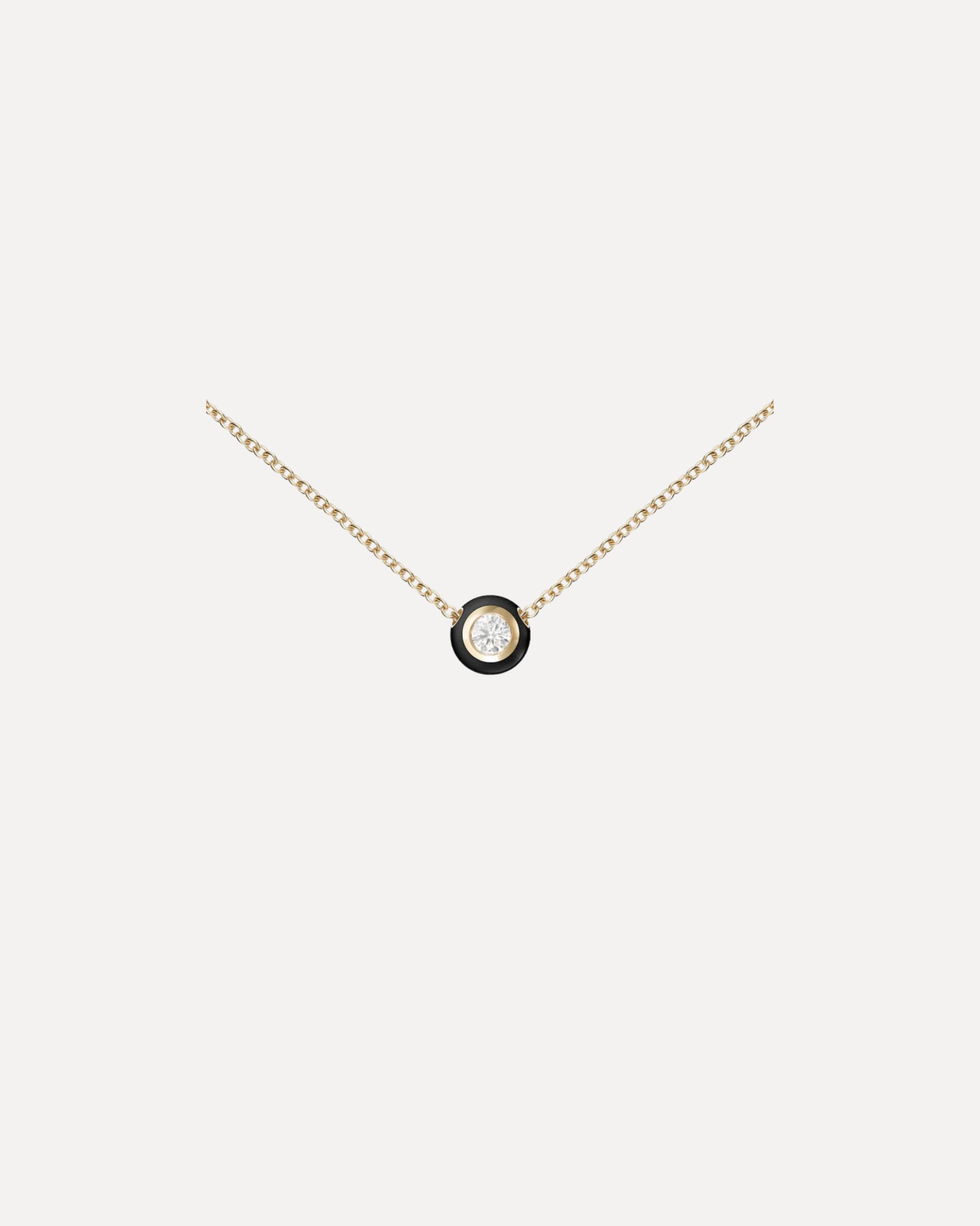 Audrey small black enamel diamond pendant necklace