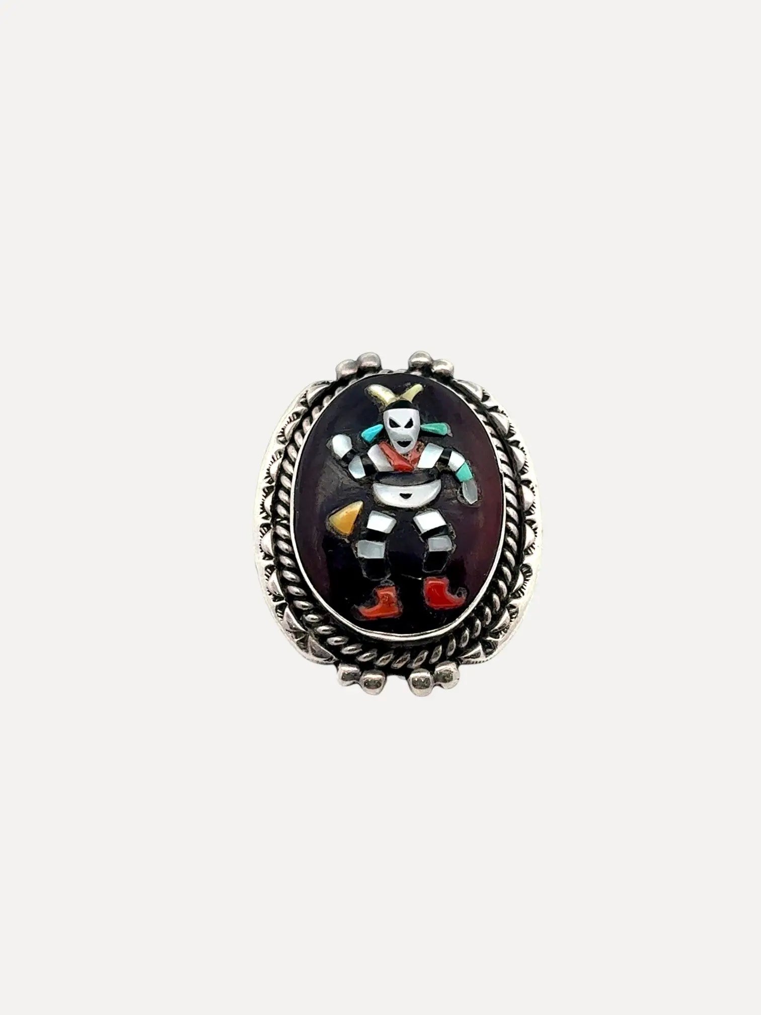Augustine and Rosalie Pinto clown kachina Ring Augustine and Rosalie Pinto clown kachina Ring Native American Collection Native American Collection  Squash Blossom Vail